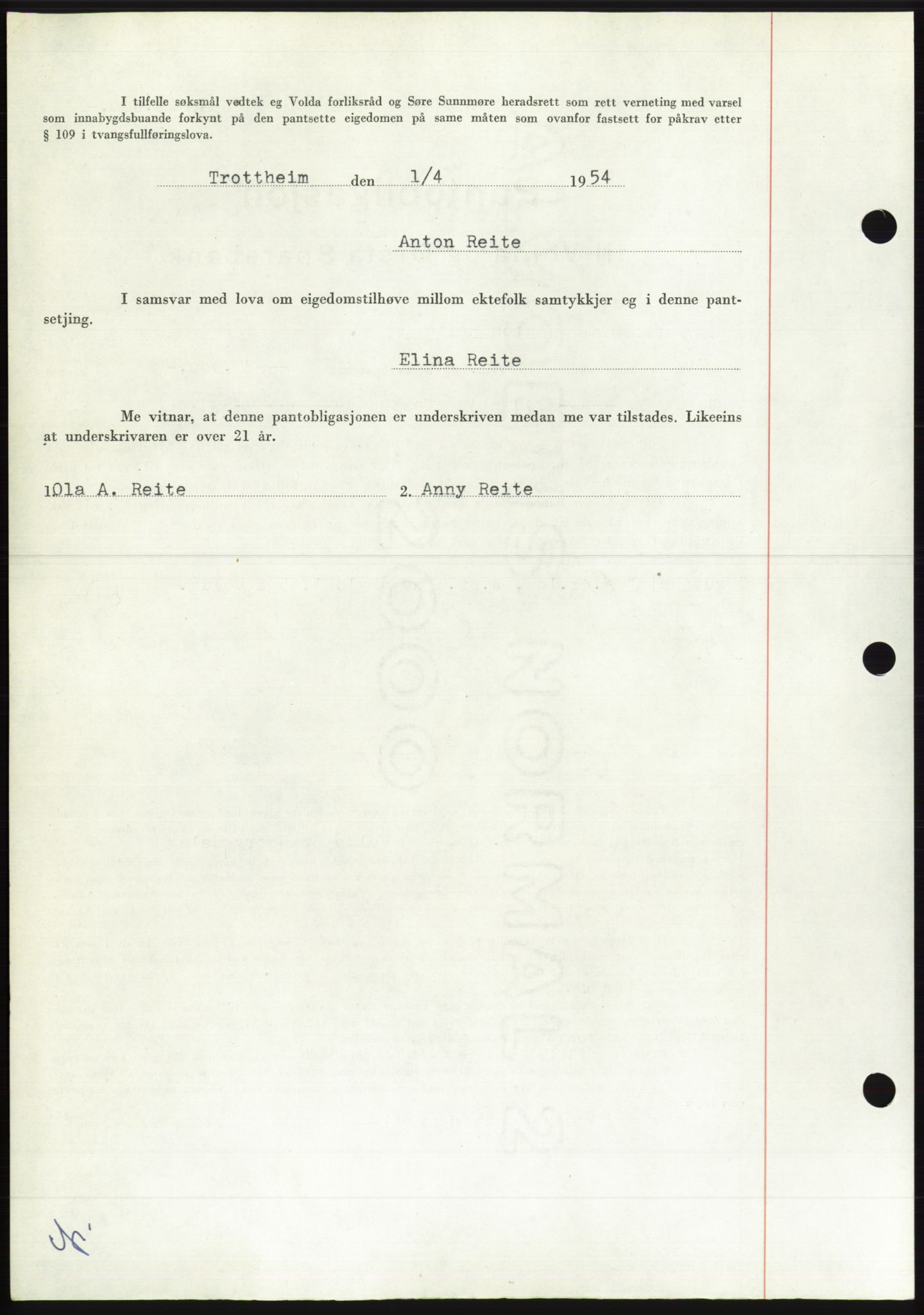 Søre Sunnmøre sorenskriveri, AV/SAT-A-4122/1/2/2C/L0124: Pantebok nr. 12B, 1953-1954, Dagboknr: 773/1954