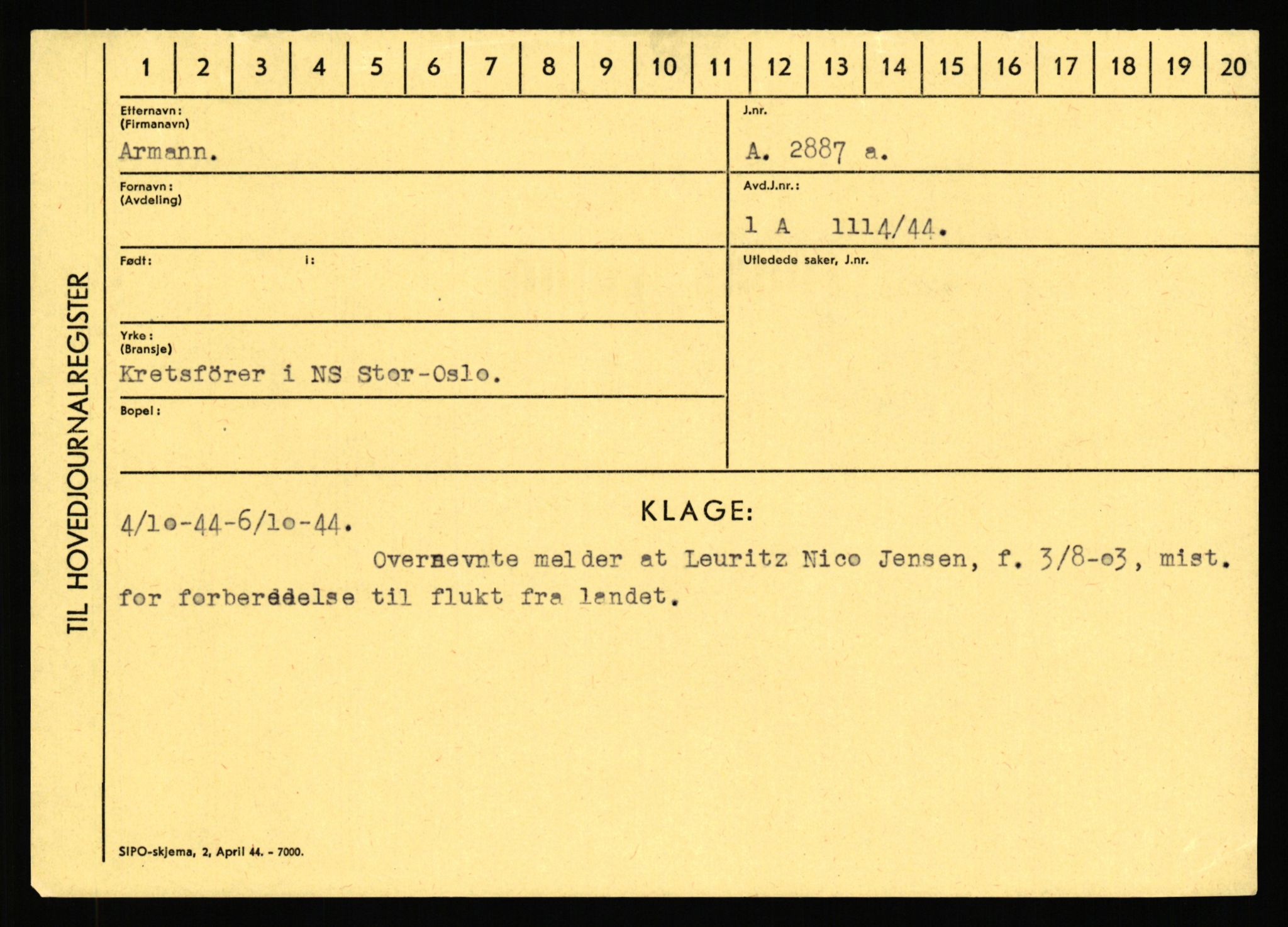 Statspolitiet - Hovedkontoret / Osloavdelingen, AV/RA-S-1329/C/Ca/L0001: Aabakken - Armann, 1943-1945, s. 5330