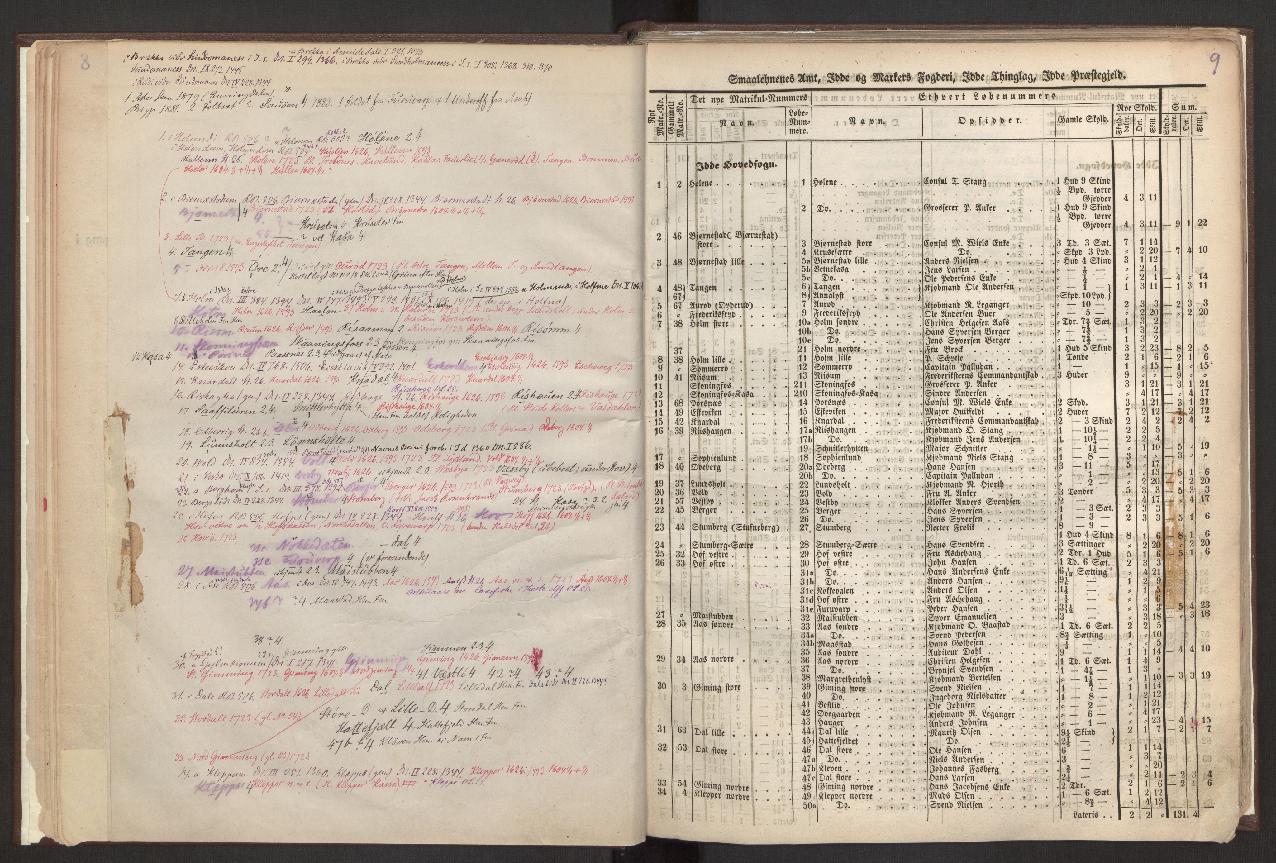 Rygh, AV/RA-PA-0034/F/Fb/L0001: Matrikkelen for 1838 - Smaalenes amt (Østfold fylke), 1838, s. 9b