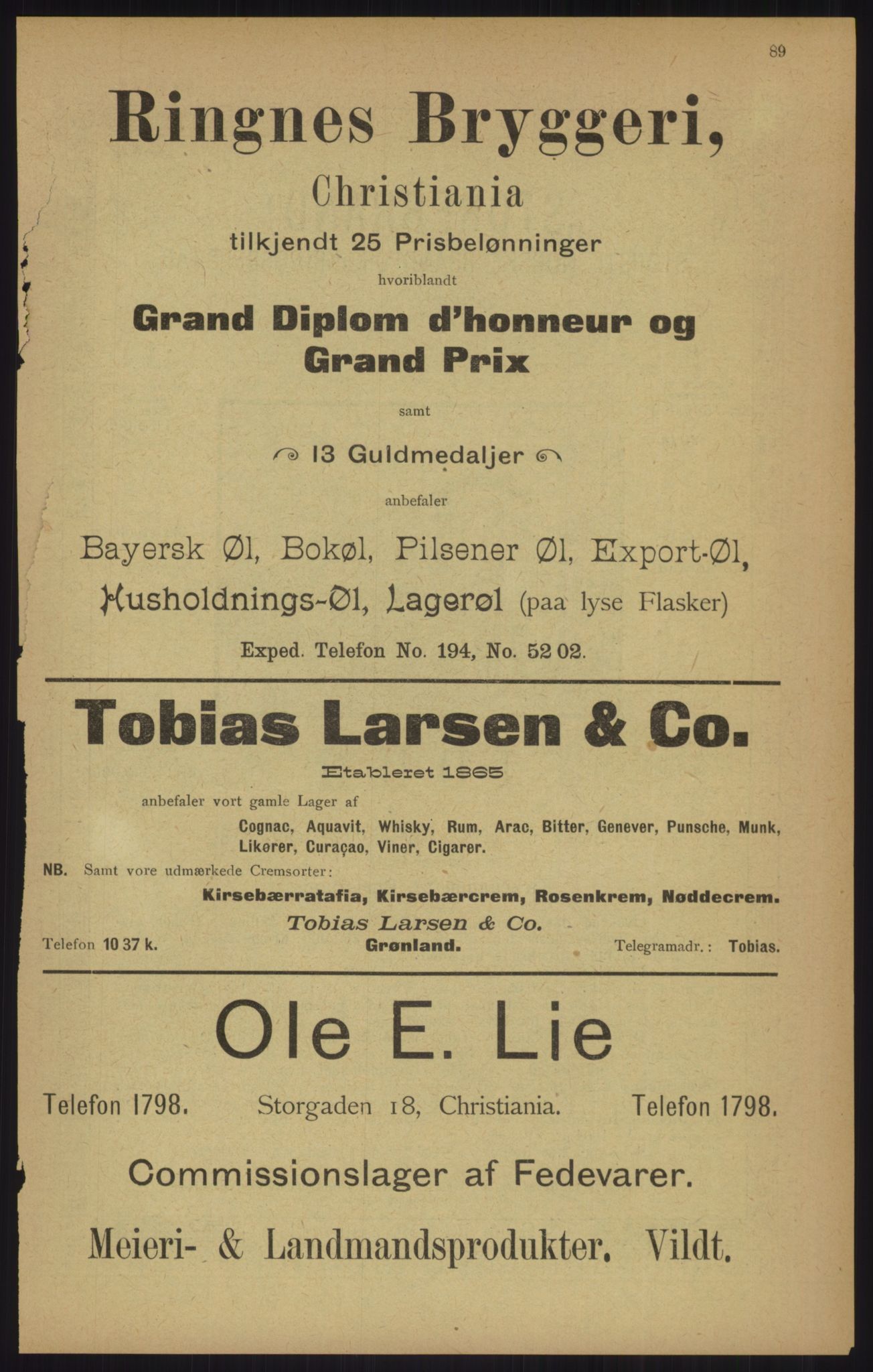 Skanna materiale: Kristiania/Oslo adressebok, PUBL/-, 1905, s. 89 ...