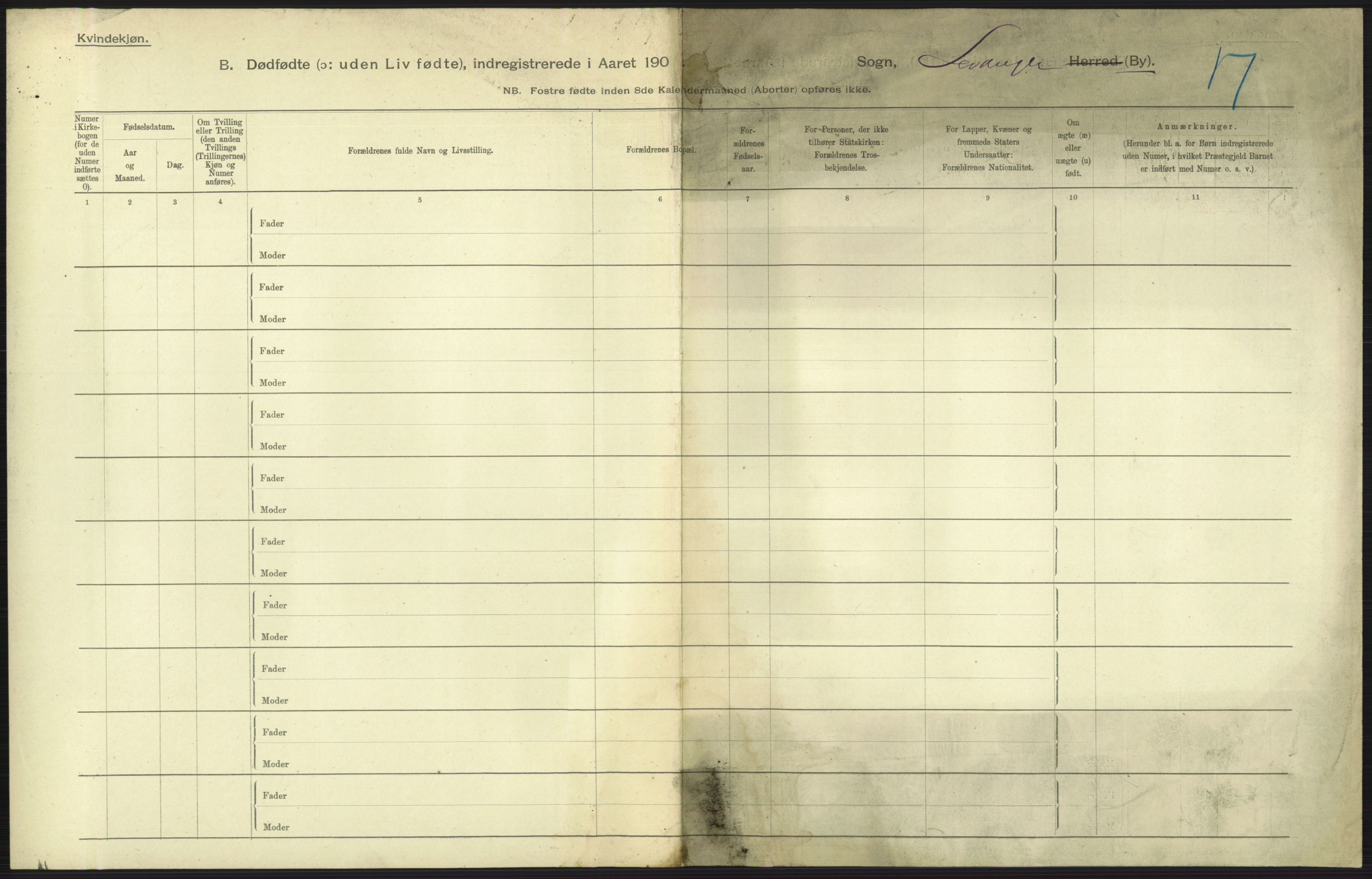 Statistisk sentralbyrå, Sosiodemografiske emner, Befolkning, RA/S-2228/D/Df/Dfa/Dfaa/L0026: Smålenenes - Finnmarkens amt: Dødfødte. Byer., 1903, s. 183