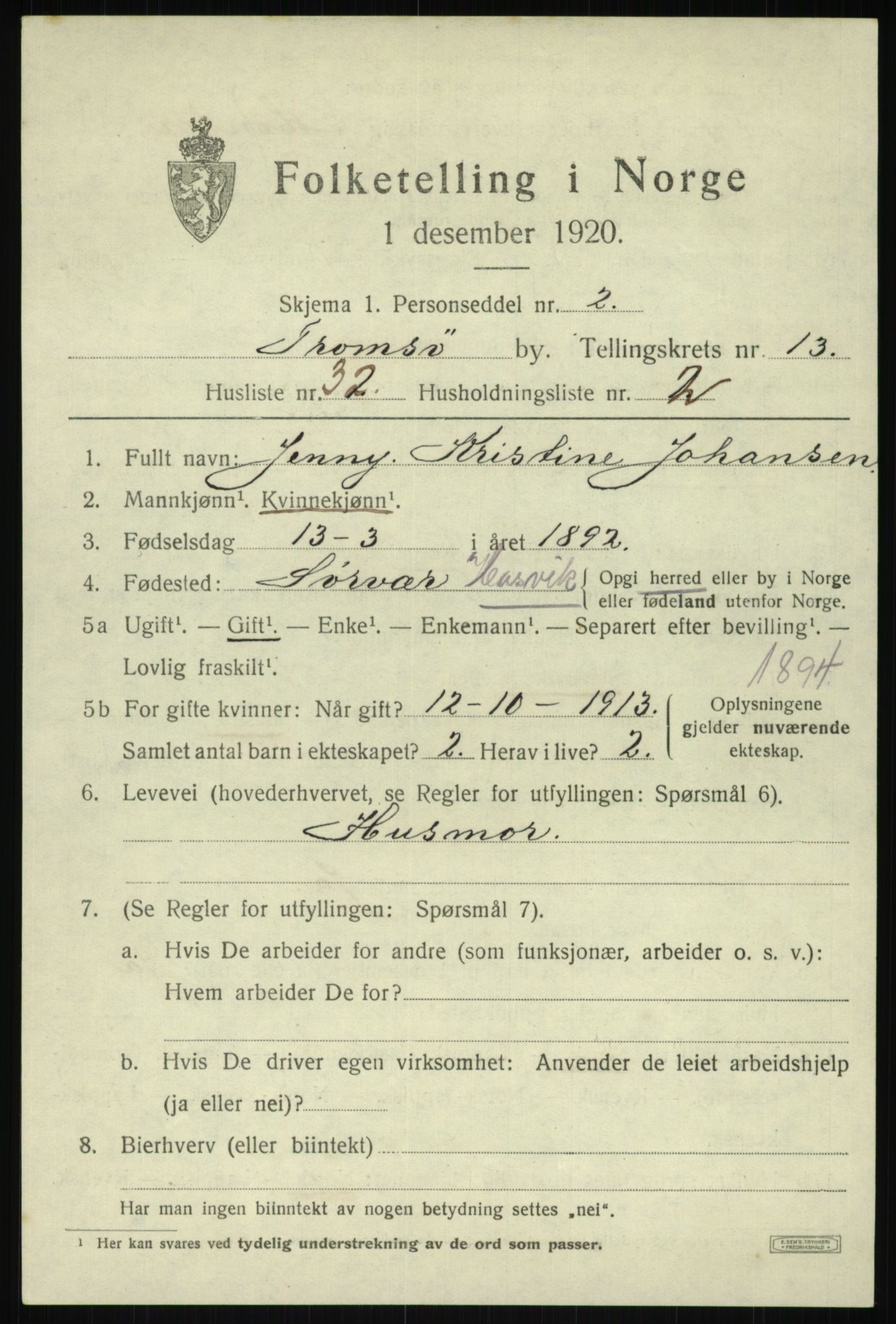 SATØ, Folketelling 1920 for 1902 Tromsø kjøpstad, 1920, s. 25605