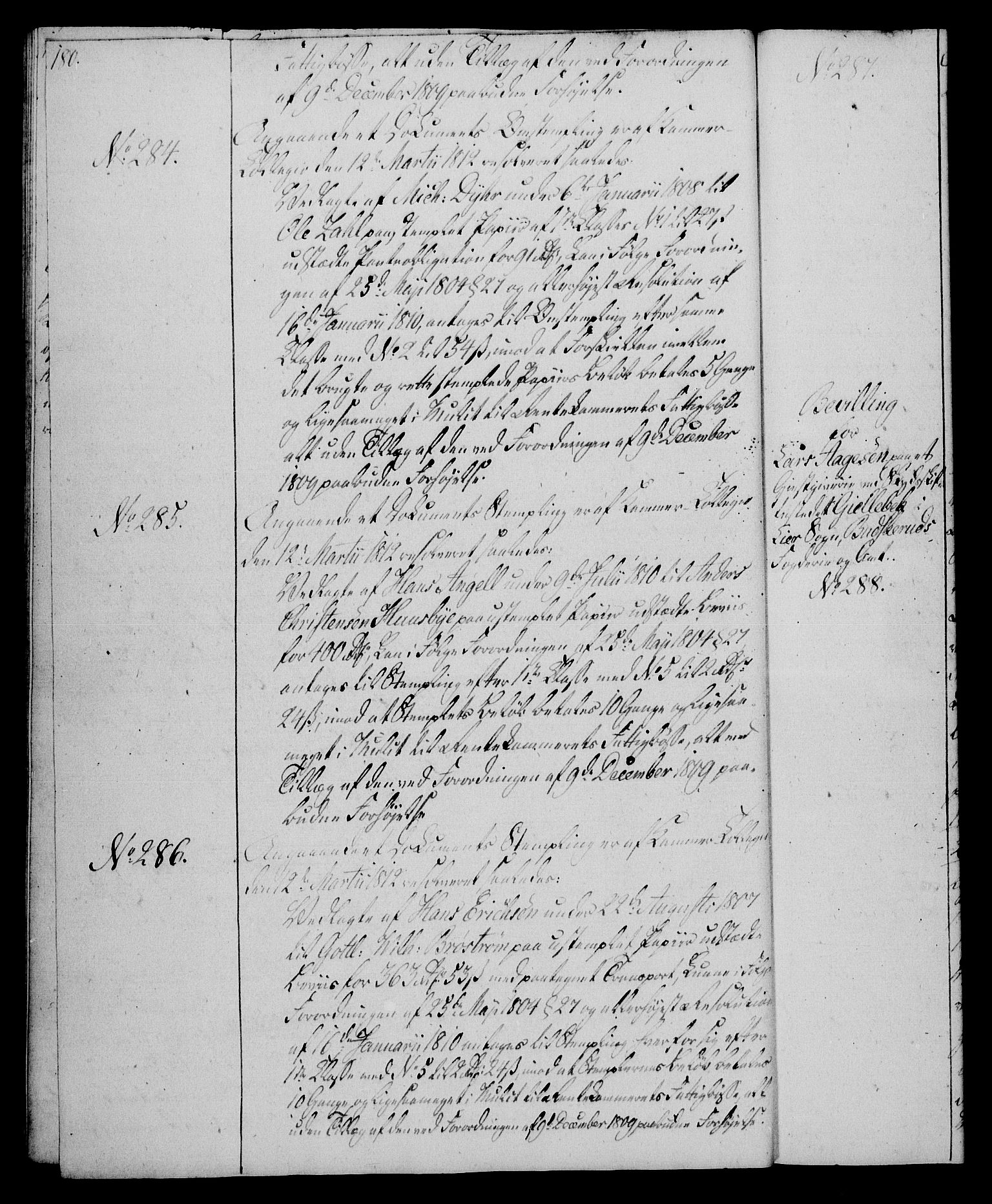 Rentekammeret, Kammerkanselliet, RA/EA-3111/G/Gg/Gga/L0020: Norsk ekspedisjonsprotokoll med register (merket RK 53.20), 1811-1814, s. 180