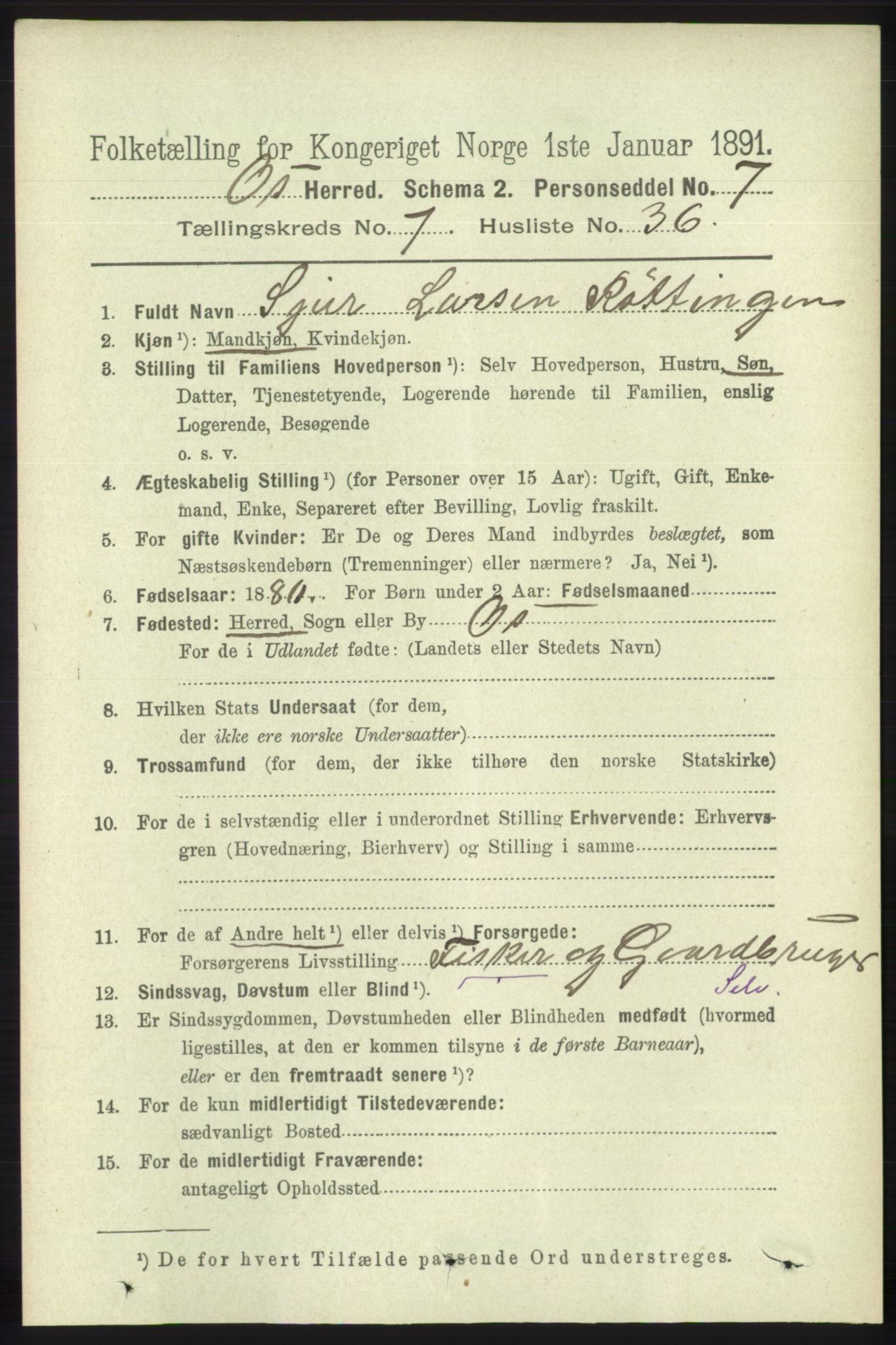 RA, Folketelling 1891 for 1243 Os herred, 1891, s. 1811