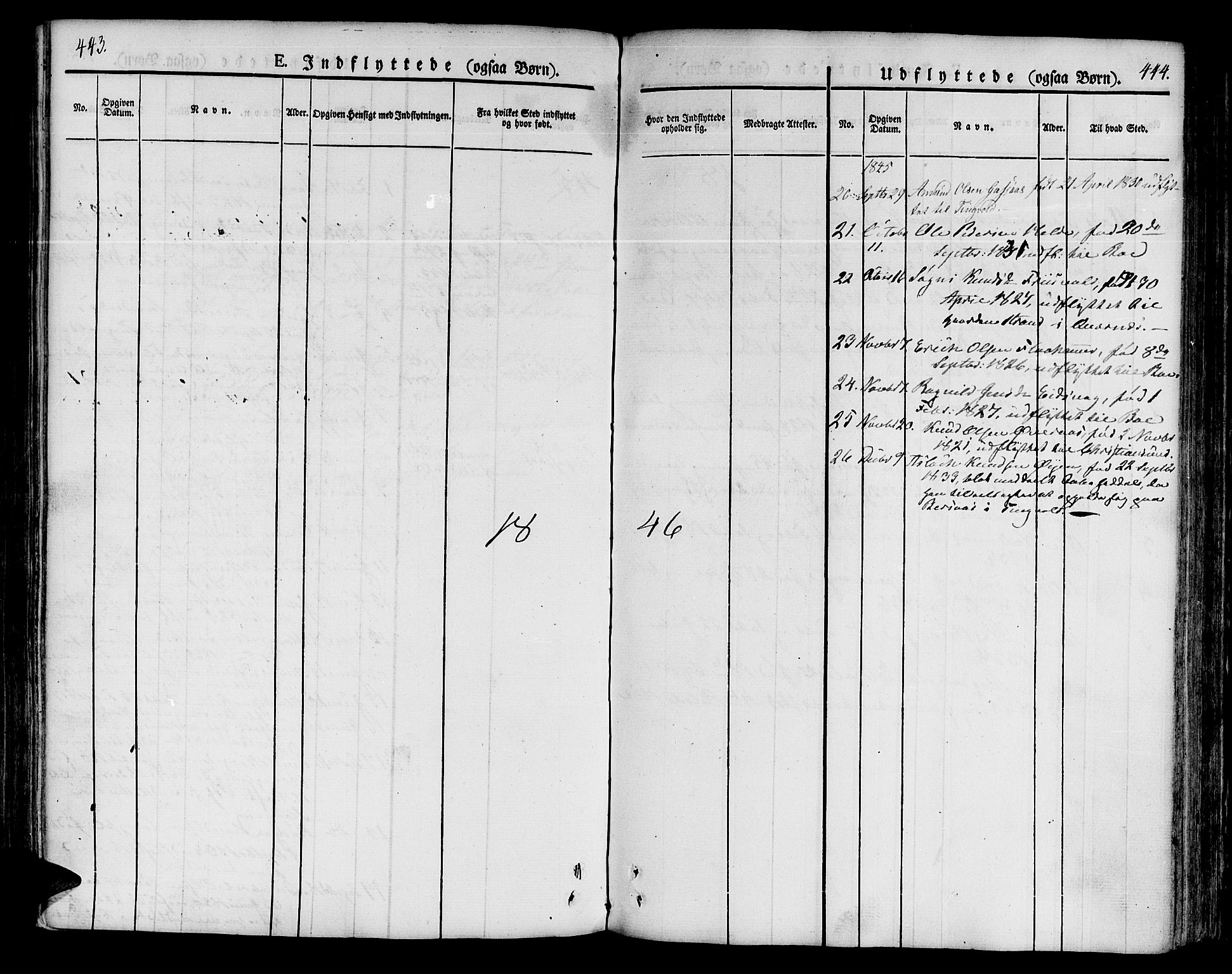 Ministerialprotokoller, klokkerbøker og fødselsregistre - Møre og Romsdal, AV/SAT-A-1454/551/L0624: Ministerialbok nr. 551A04, 1831-1845, s. 443-444