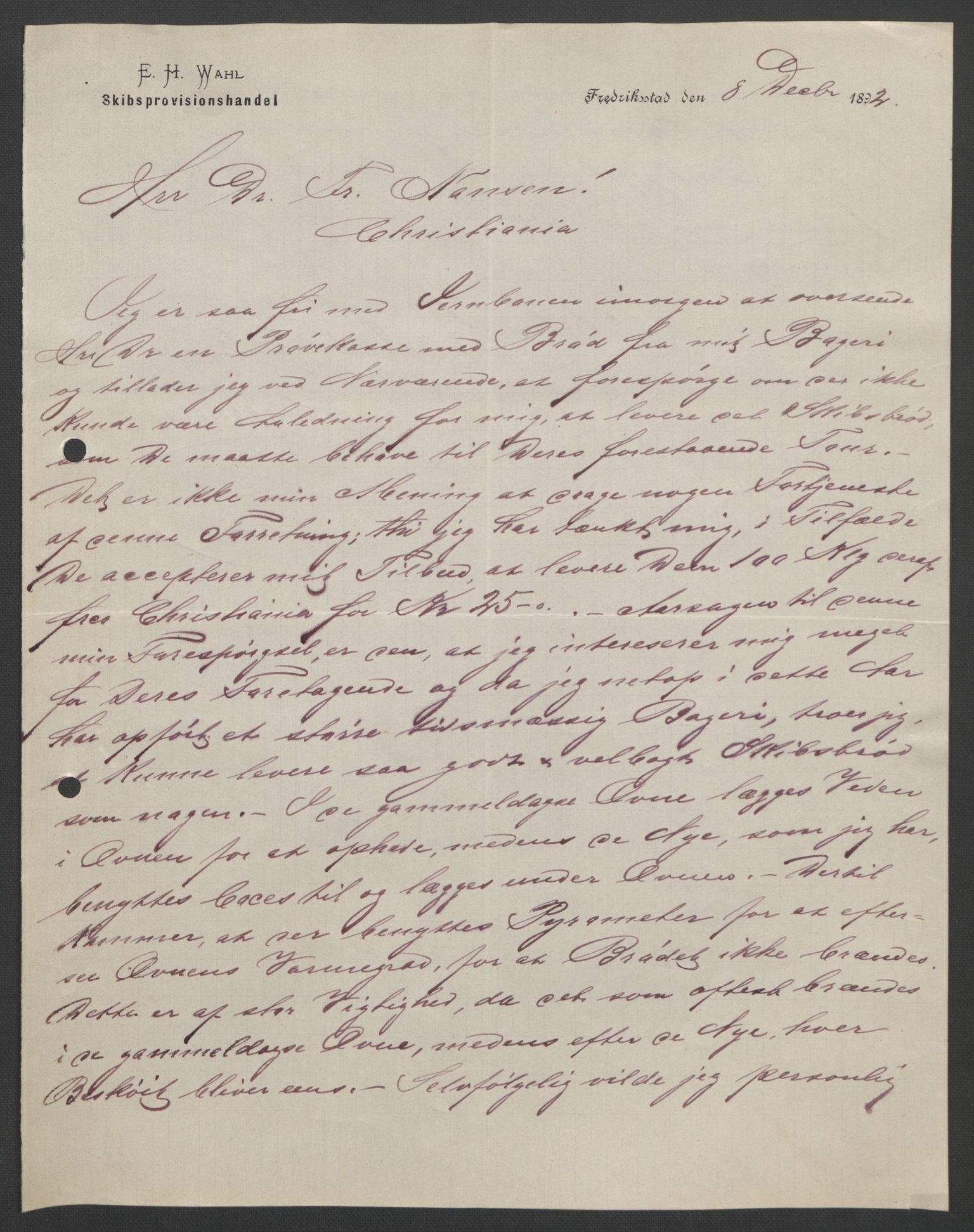 Arbeidskomitéen for Fridtjof Nansens polarekspedisjon, AV/RA-PA-0061/D/L0004: Innk. brev og telegrammer vedr. proviant og utrustning, 1892-1893, s. 575