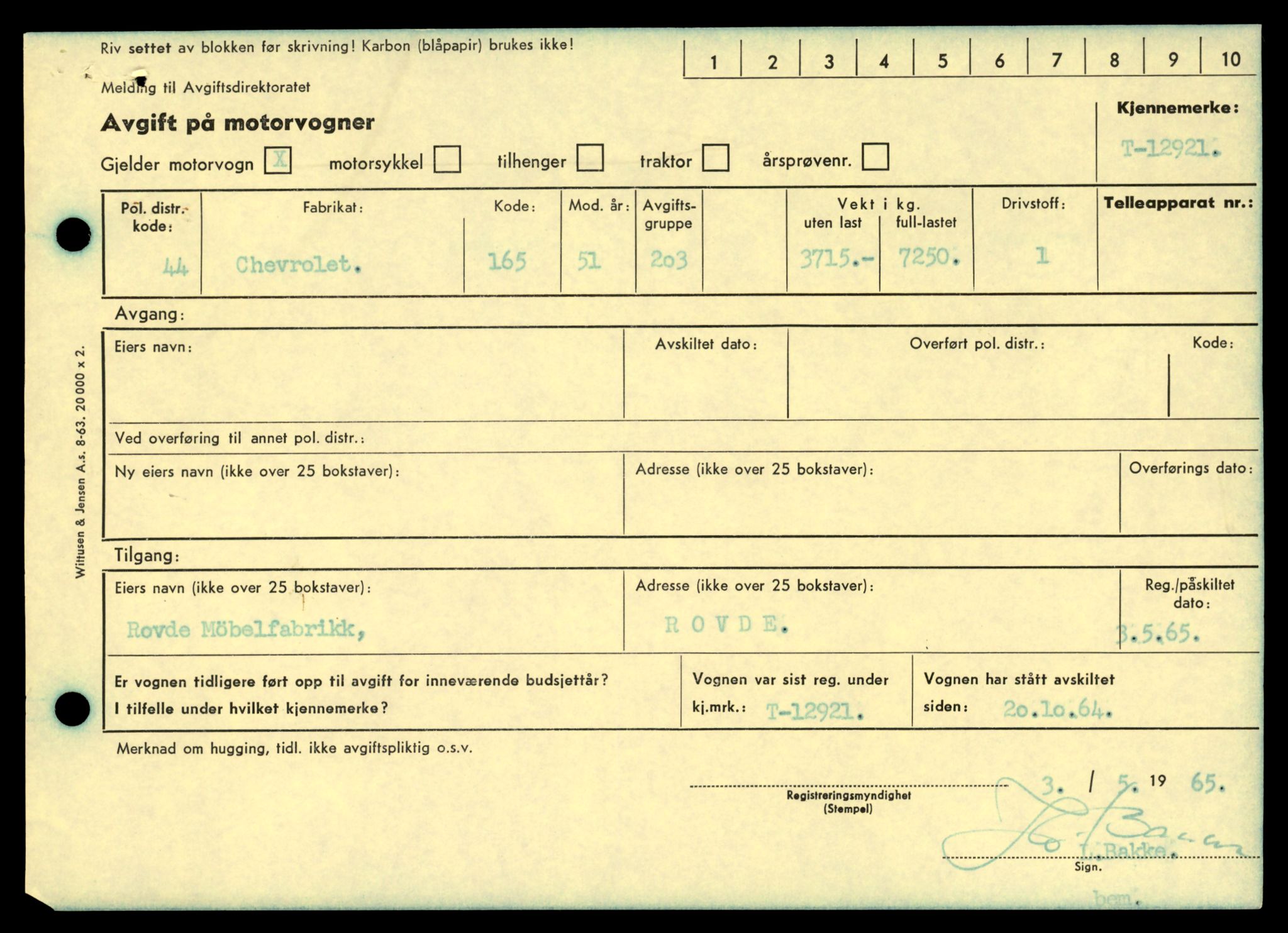 Møre og Romsdal vegkontor - Ålesund trafikkstasjon, AV/SAT-A-4099/F/Fe/L0036: Registreringskort for kjøretøy T 12831 - T 13030, 1927-1998, s. 1443