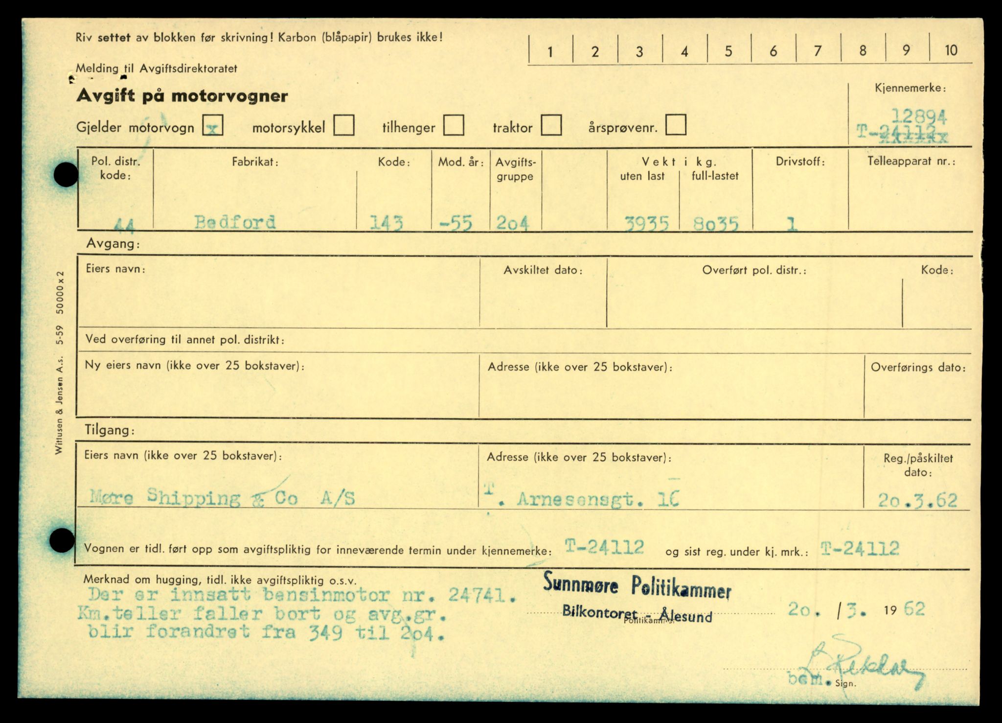 Møre og Romsdal vegkontor - Ålesund trafikkstasjon, AV/SAT-A-4099/F/Fe/L0036: Registreringskort for kjøretøy T 12831 - T 13030, 1927-1998, s. 1103