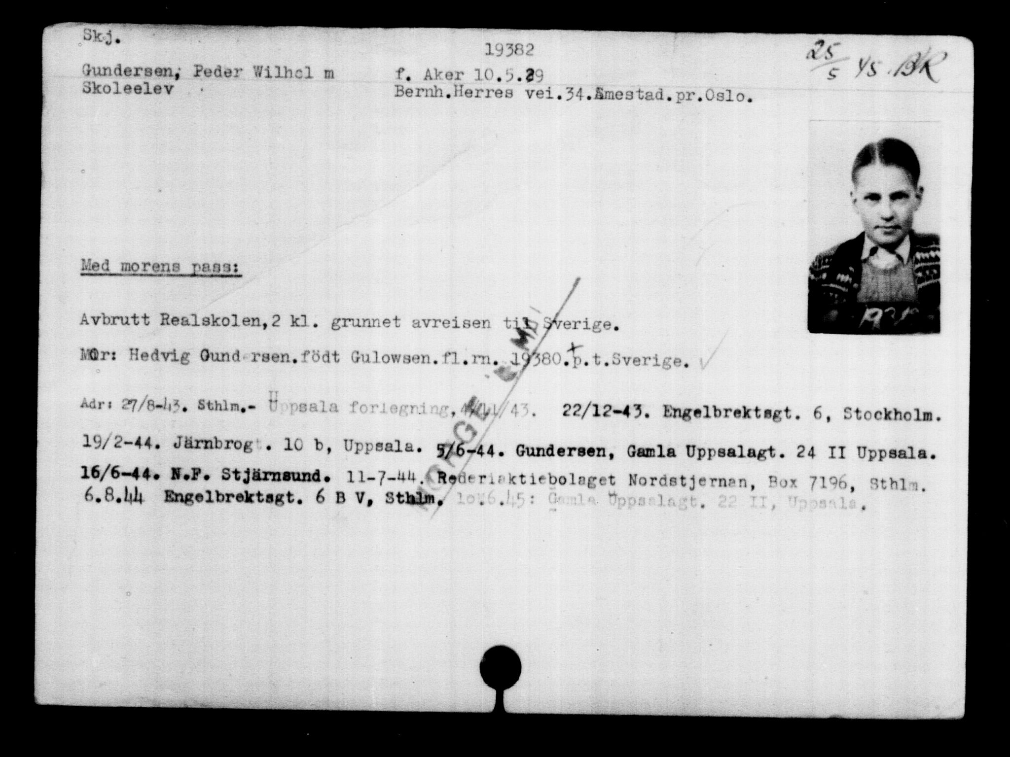 Utenriksstasjonene, Legasjonen i Stockholm, Flyktningkontoret, AV/RA-S-6753/V/Va/L0009: Kjesäterkartoteket, flyktninger med registreringsnr. 18502-22048, 1940-1945, s. 1034