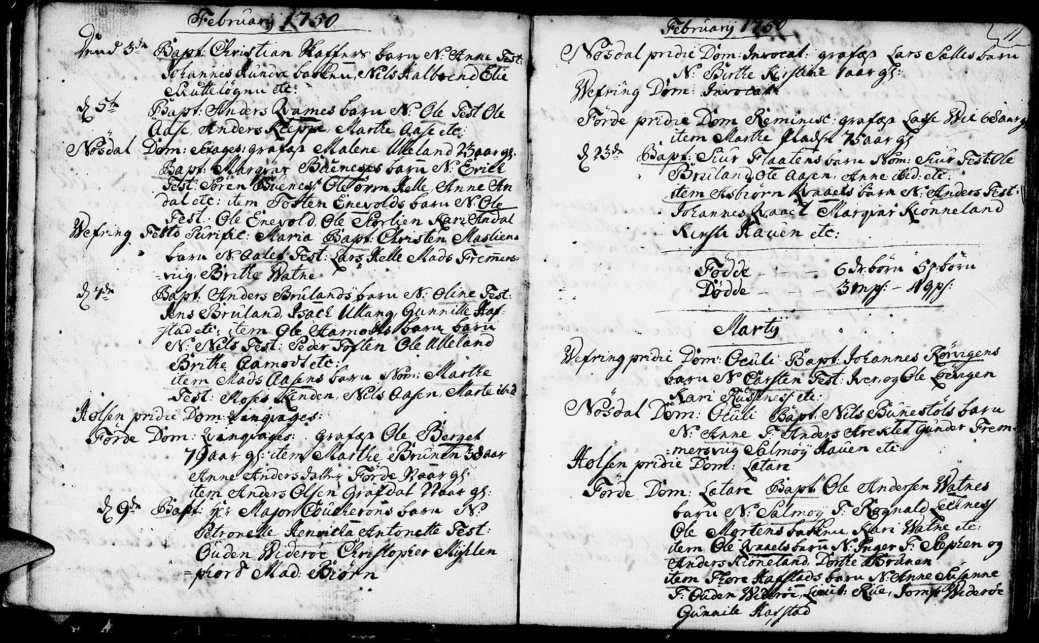 Førde sokneprestembete, SAB/A-79901/H/Haa/Haaa/L0003: Ministerialbok nr. A 3, 1749-1764, s. 11