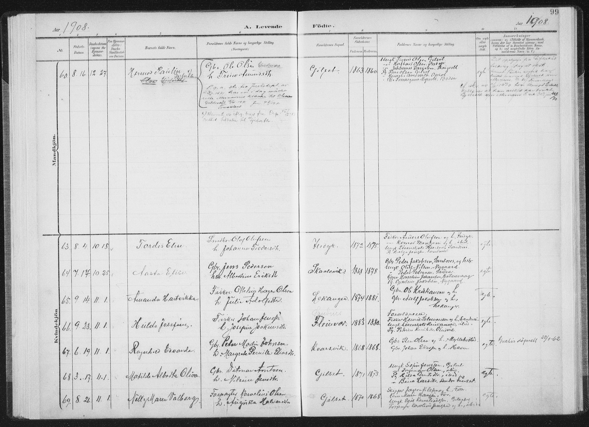 Ministerialprotokoller, klokkerbøker og fødselsregistre - Nordland, SAT/A-1459/805/L0102: Ministerialbok nr. 805A08I, 1900-1909, s. 99