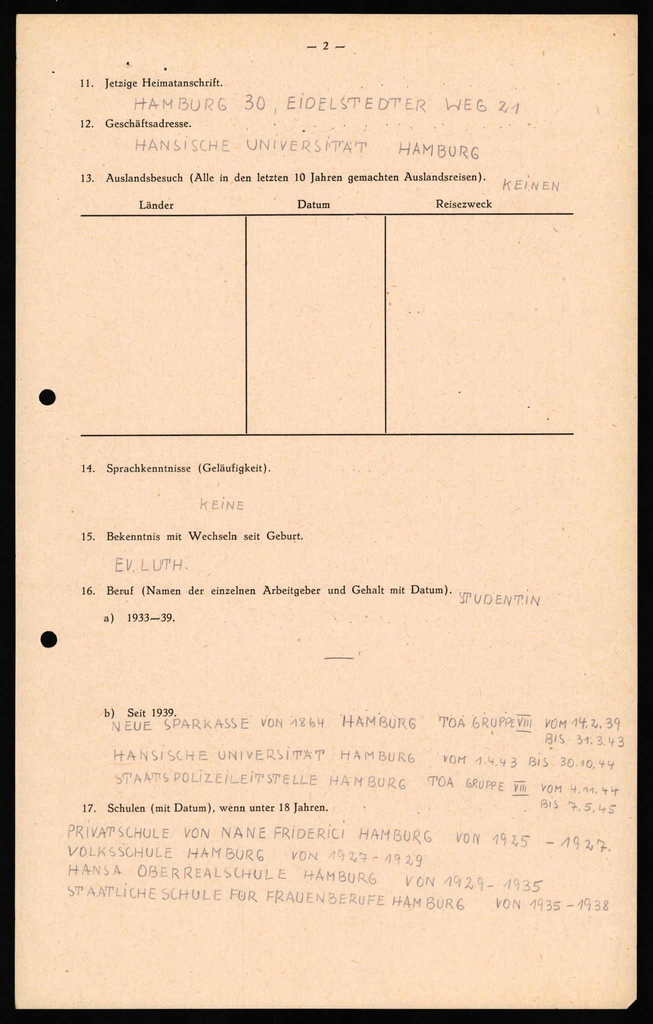 Forsvaret, Forsvarets overkommando II, AV/RA-RAFA-3915/D/Db/L0031: CI Questionaires. Tyske okkupasjonsstyrker i Norge. Tyskere., 1945-1946, s. 3