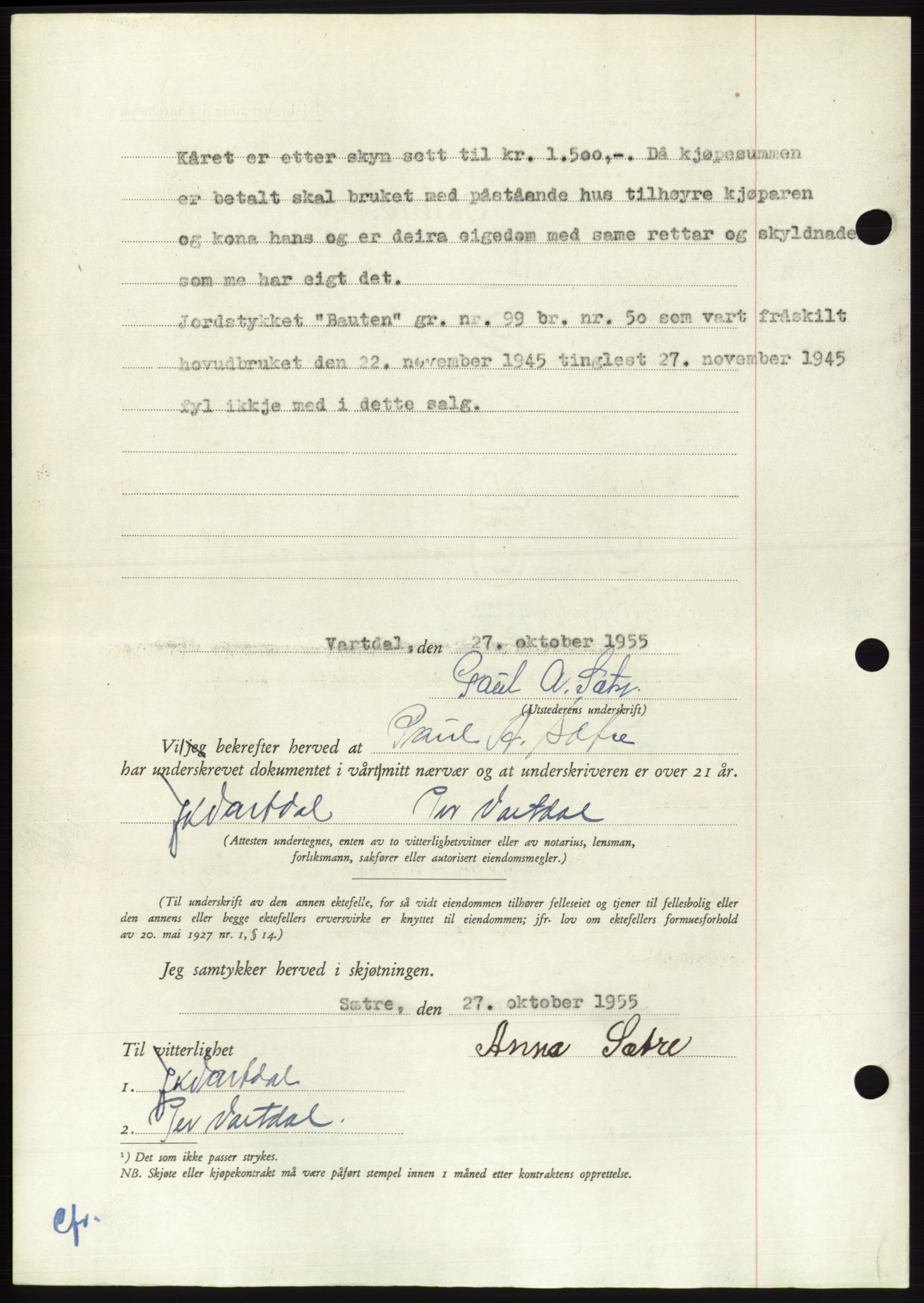 Søre Sunnmøre sorenskriveri, AV/SAT-A-4122/1/2/2C/L0102: Pantebok nr. 28A, 1955-1956, Dagboknr: 2668/1955