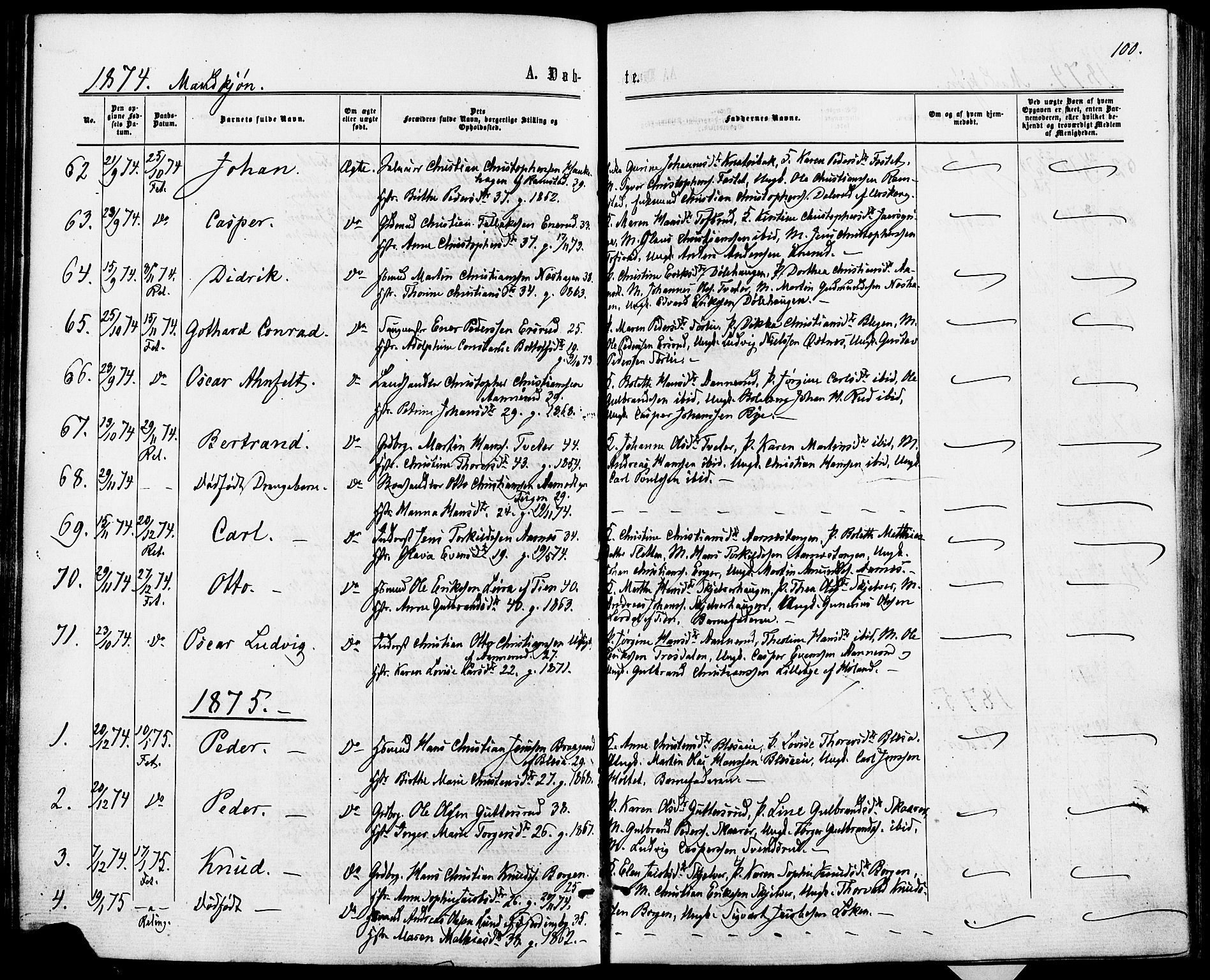 Fet prestekontor Kirkebøker, AV/SAO-A-10370a/F/Fa/L0013: Ministerialbok nr. I 13, 1867-1877, s. 100