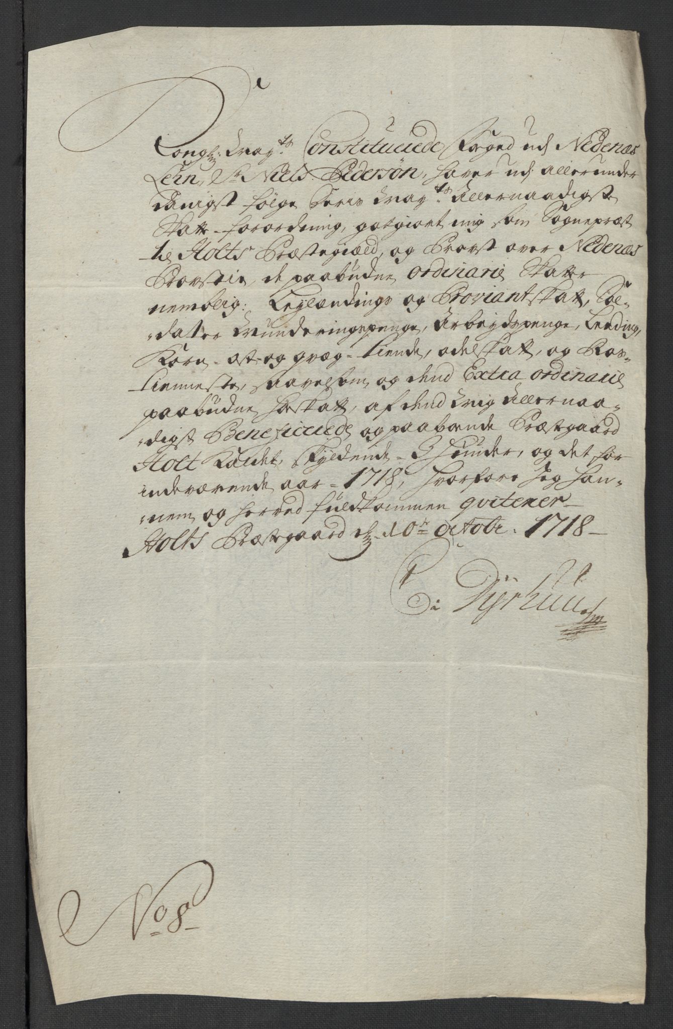 Rentekammeret inntil 1814, Reviderte regnskaper, Fogderegnskap, AV/RA-EA-4092/R39/L2327: Fogderegnskap Nedenes, 1718, s. 242