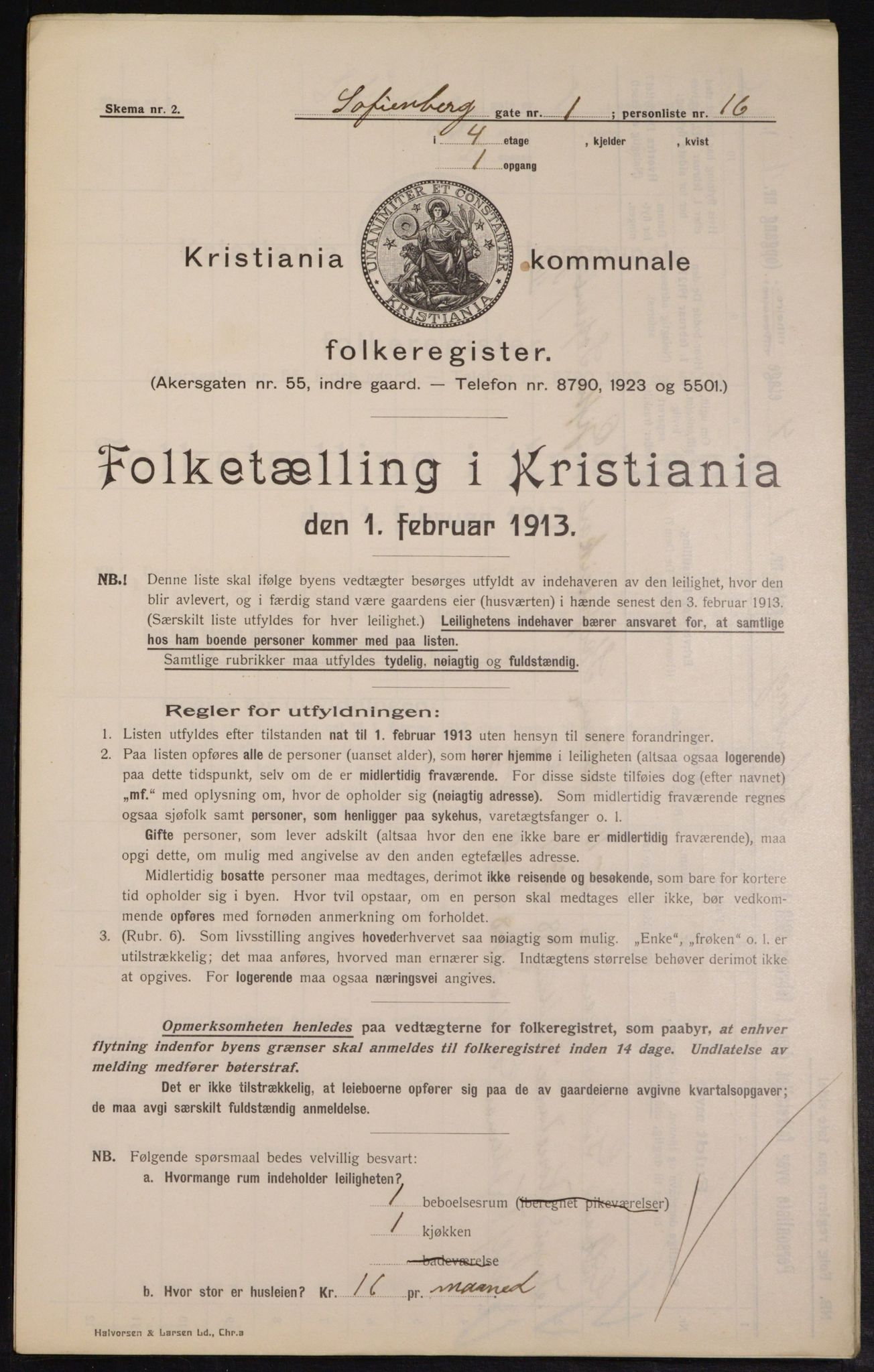 OBA, Kommunal folketelling 1.2.1913 for Kristiania, 1913, s. 98141