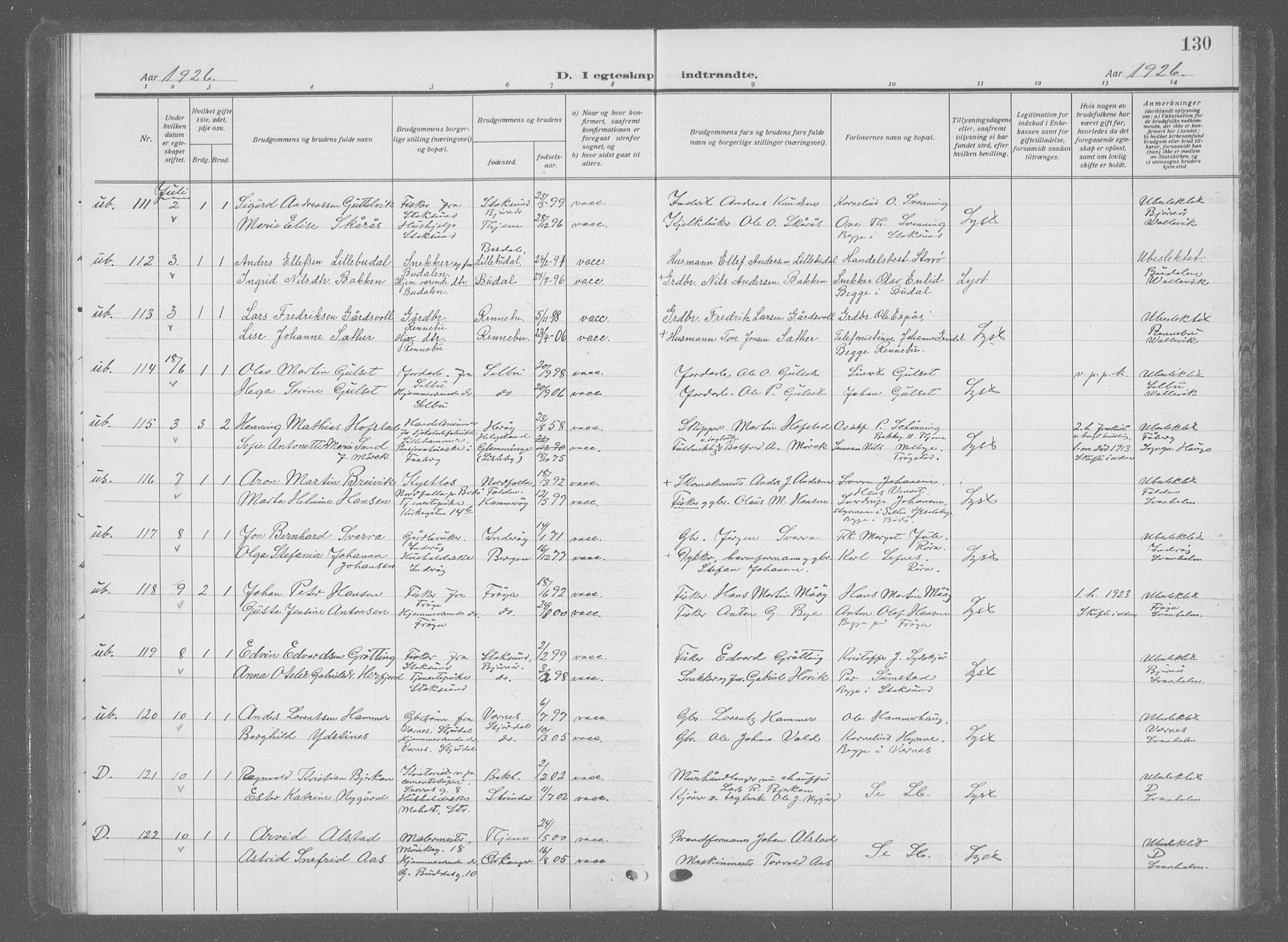 Ministerialprotokoller, klokkerbøker og fødselsregistre - Sør-Trøndelag, AV/SAT-A-1456/601/L0098: Klokkerbok nr. 601C16, 1921-1934, s. 130