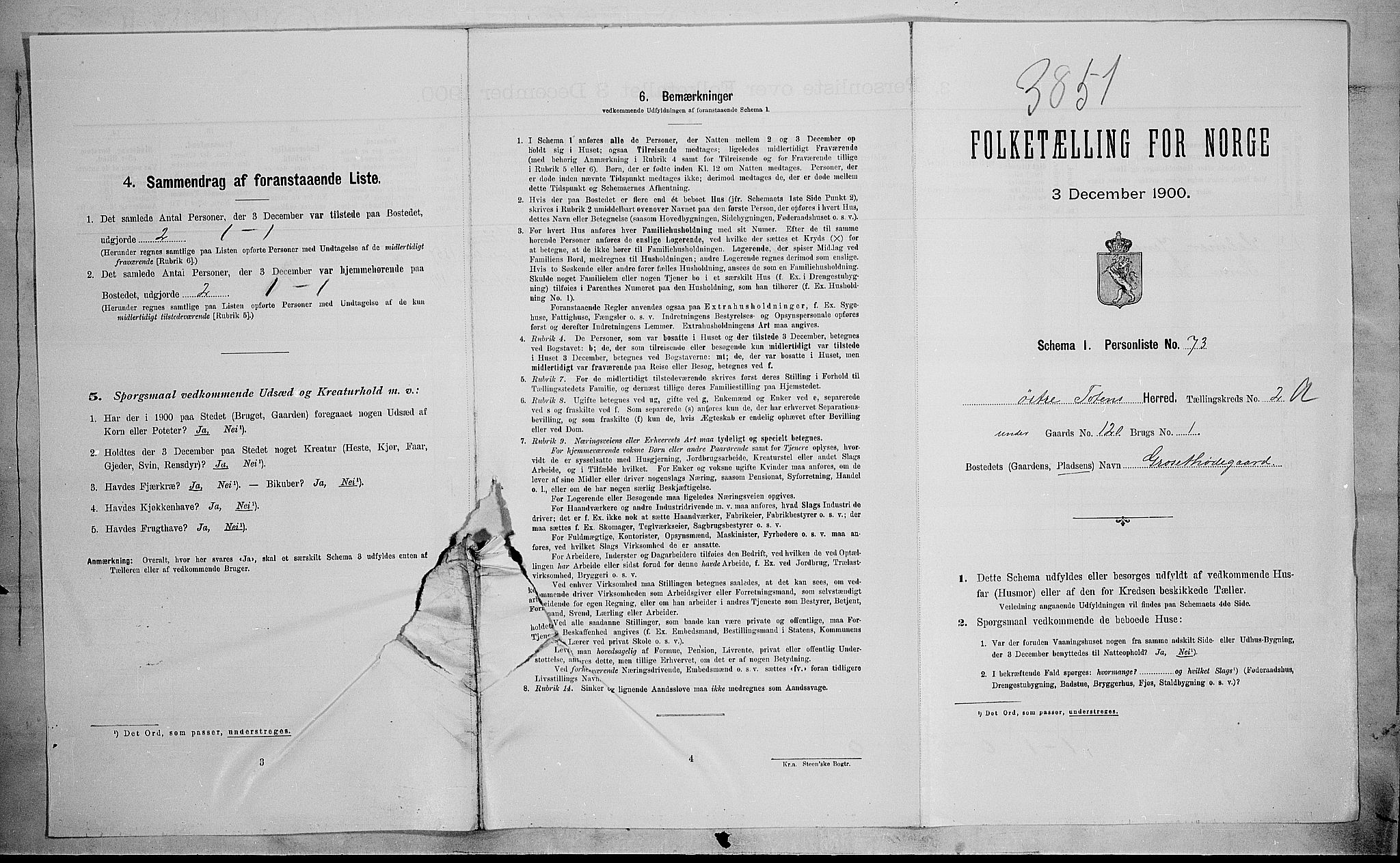 SAH, Folketelling 1900 for 0528 Østre Toten herred, 1900, s. 488
