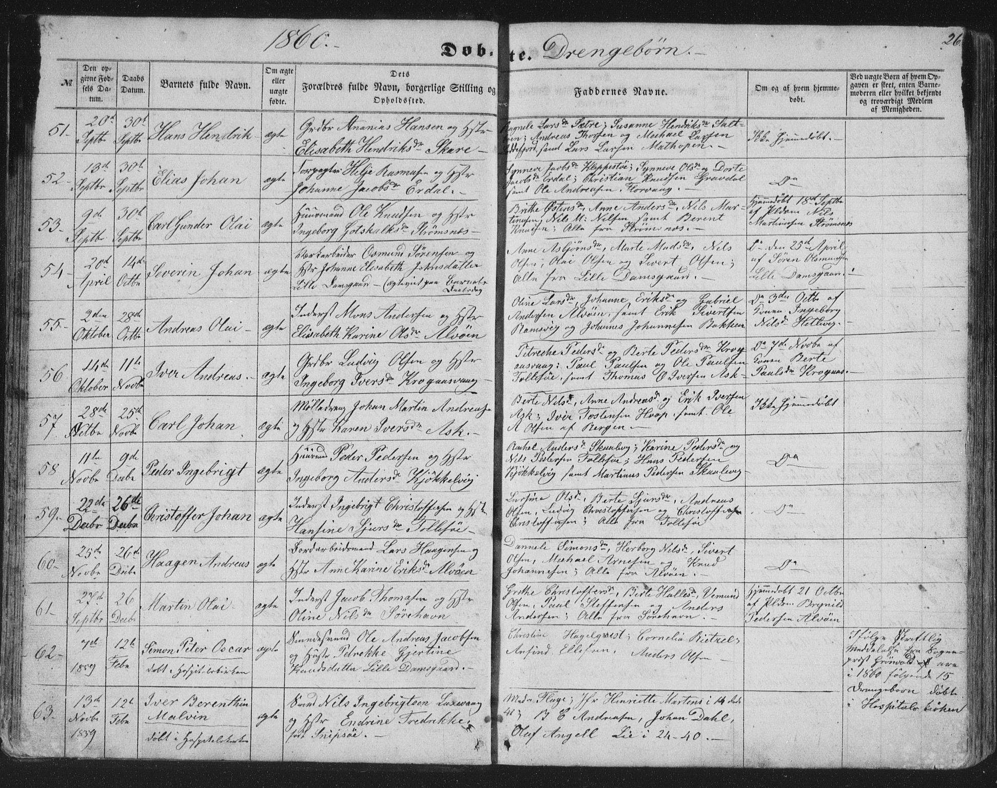 Askøy Sokneprestembete, AV/SAB-A-74101/H/Ha/Hab/Haba/L0005: Klokkerbok nr. A 5, 1857-1871, s. 26