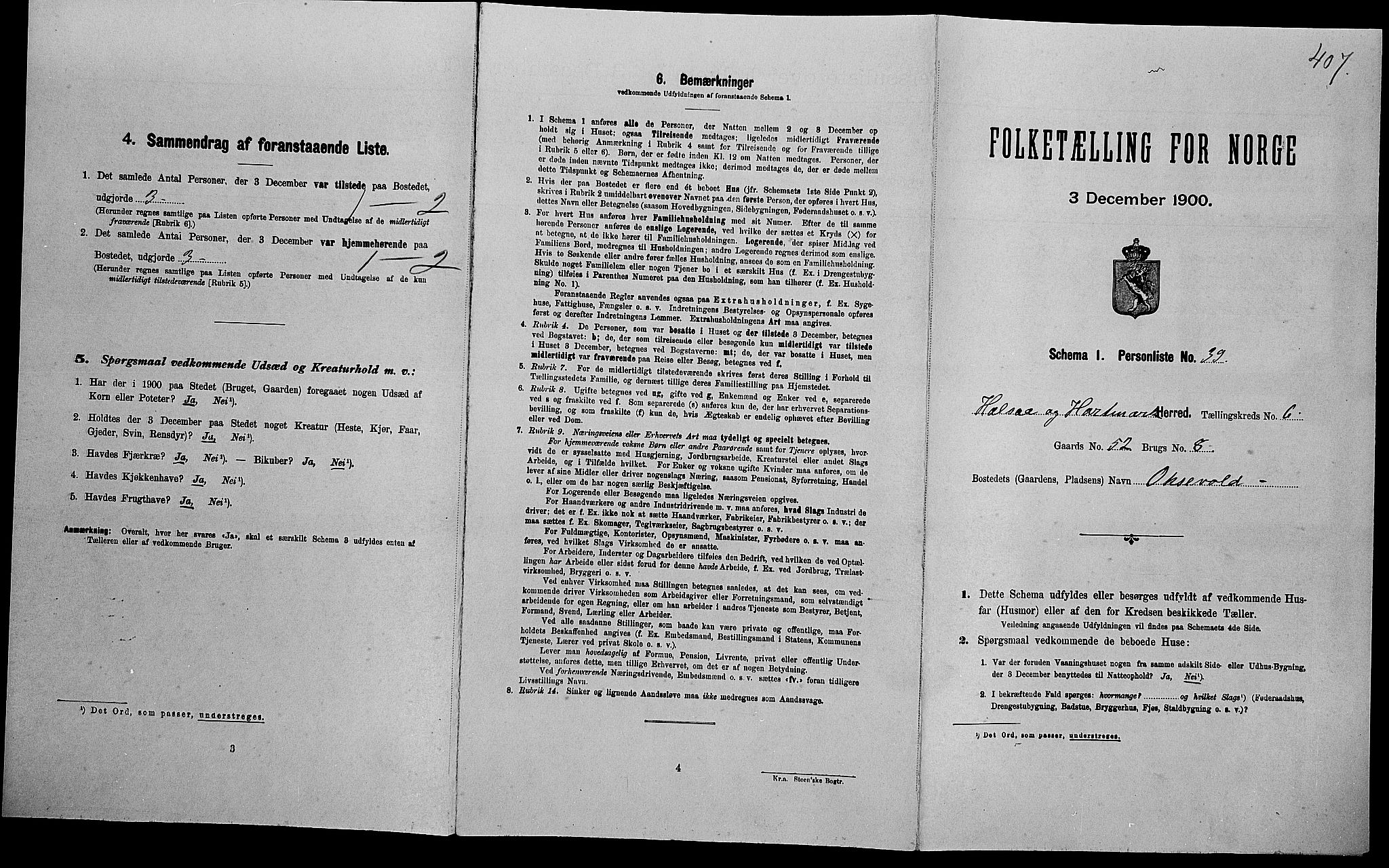 SAK, Folketelling 1900 for 1019 Halse og Harkmark herred, 1900, s. 205