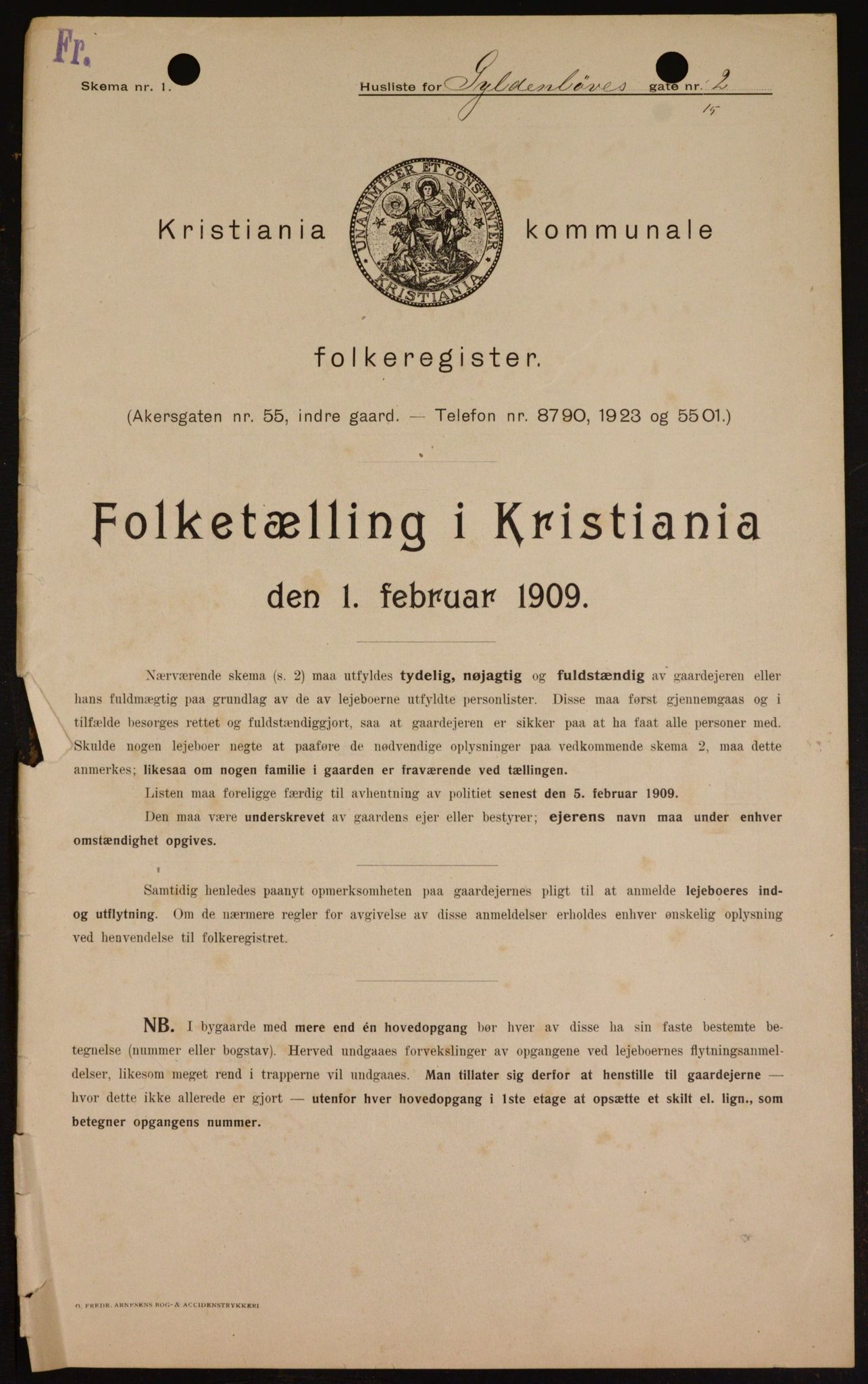 OBA, Kommunal folketelling 1.2.1909 for Kristiania kjøpstad, 1909, s. 29562