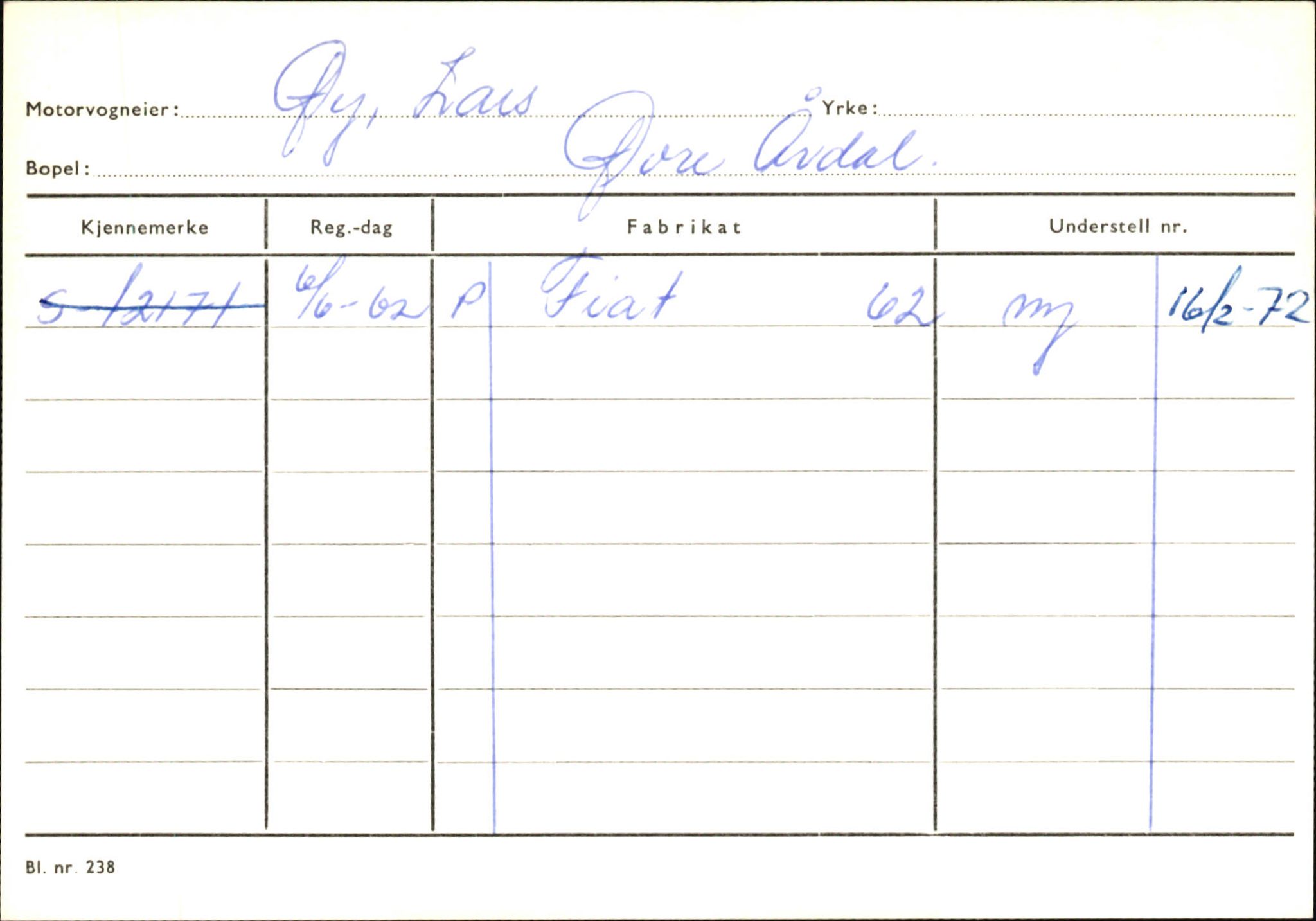 Statens vegvesen, Sogn og Fjordane vegkontor, AV/SAB-A-5301/4/F/L0146: Registerkort Årdal R-Å samt diverse kort, 1945-1975, s. 1714