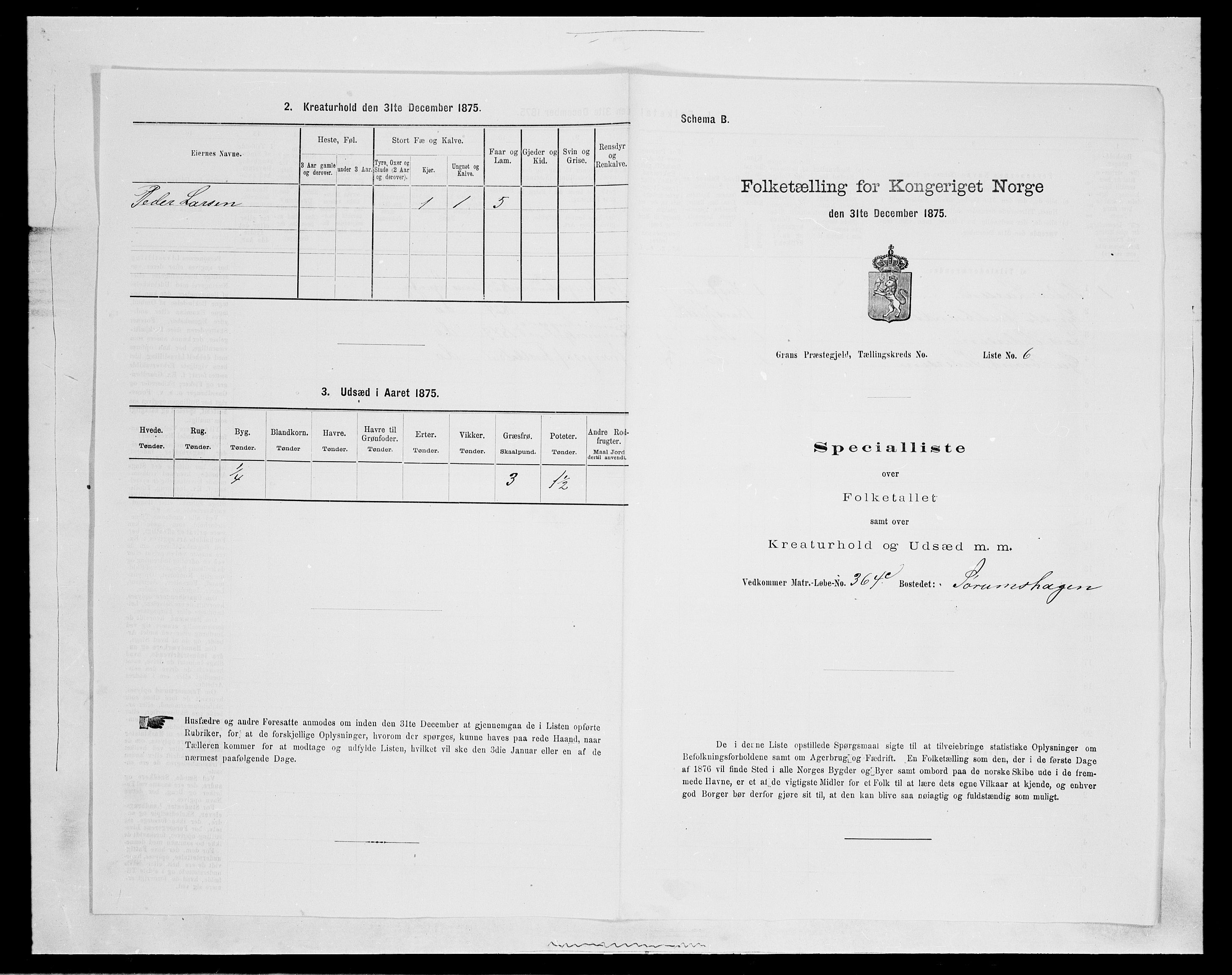 SAH, Folketelling 1875 for 0534P Gran prestegjeld, 1875, s. 2033