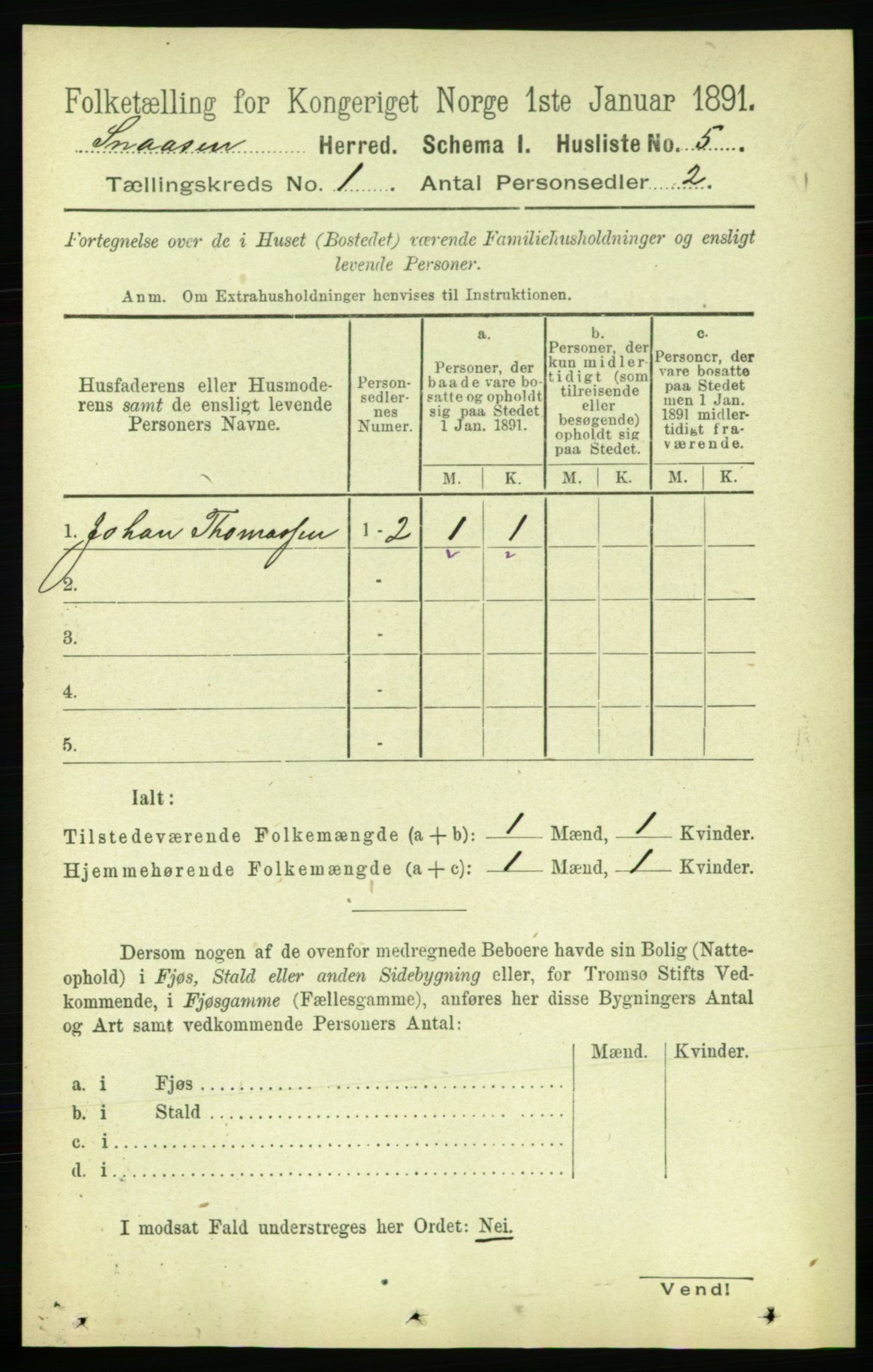 RA, Folketelling 1891 for 1736 Snåsa herred, 1891, s. 29