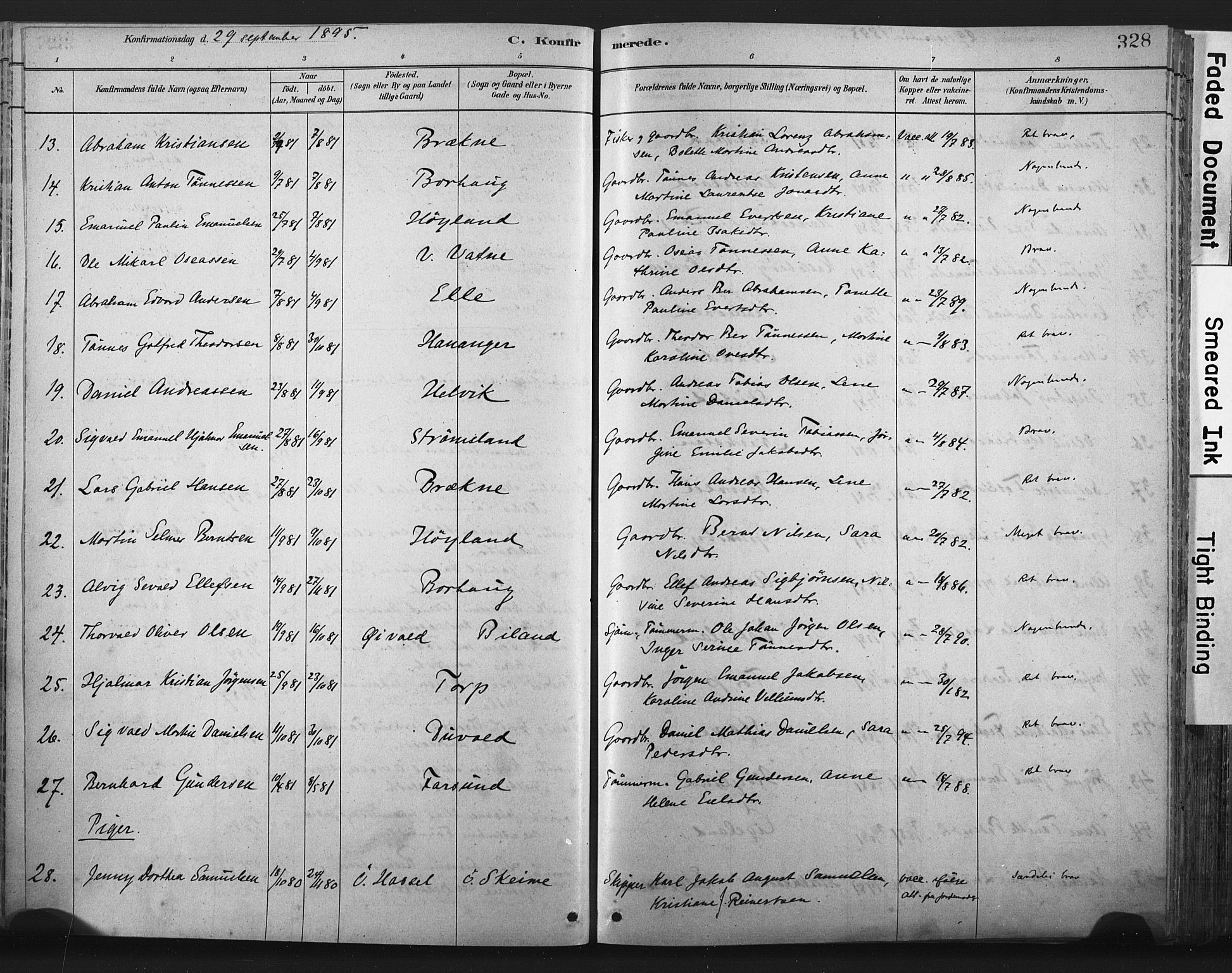 Lista sokneprestkontor, AV/SAK-1111-0027/F/Fa/L0012: Ministerialbok nr. A 12, 1879-1903, s. 328