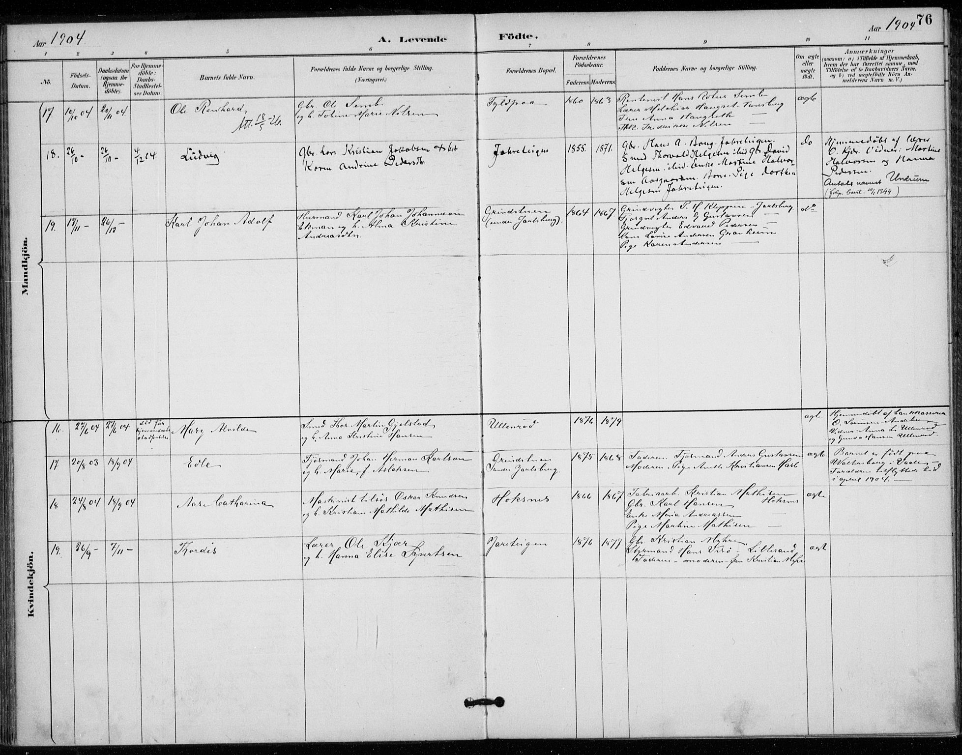 Sem kirkebøker, AV/SAKO-A-5/F/Fa/L0011: Ministerialbok nr. I 11, 1888-1904, s. 76