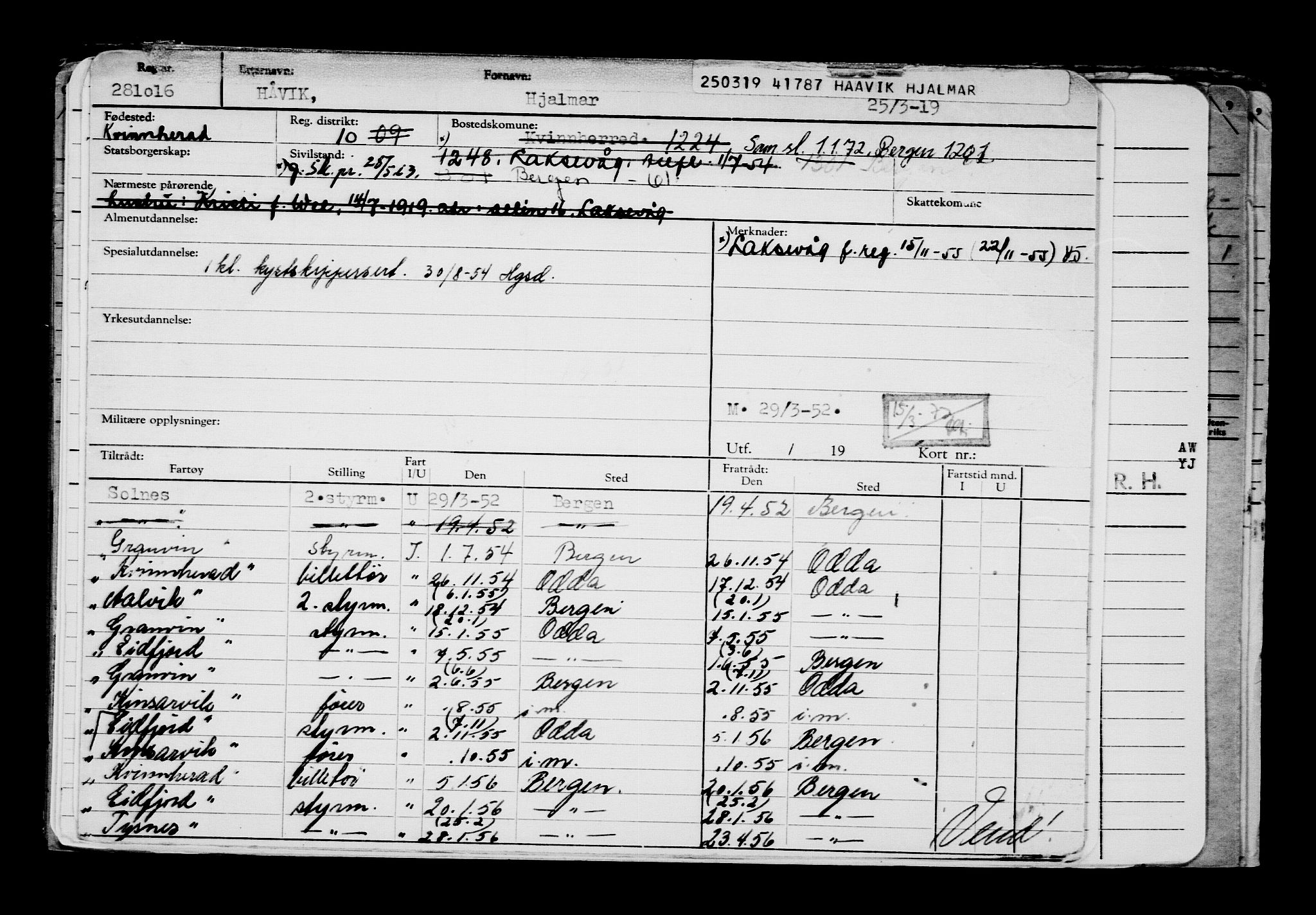 Direktoratet for sjømenn, AV/RA-S-3545/G/Gb/L0167: Hovedkort, 1919, s. 323