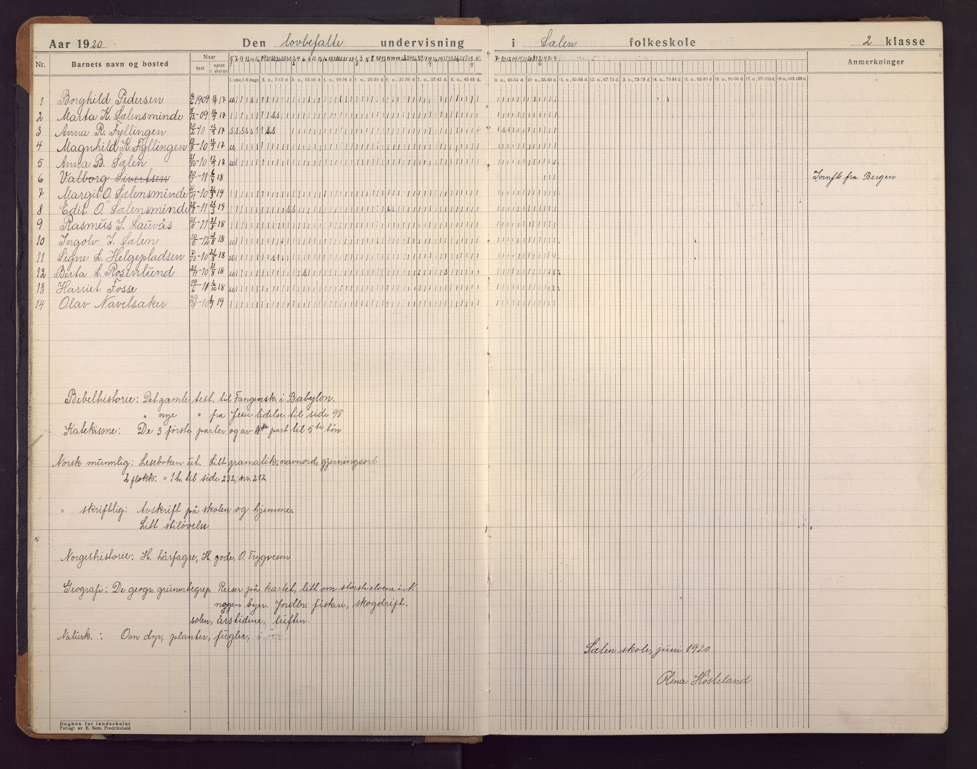 Sælen skole, BBA/A-4076/G/Ga/L0003: Dagbok, 1919-1951