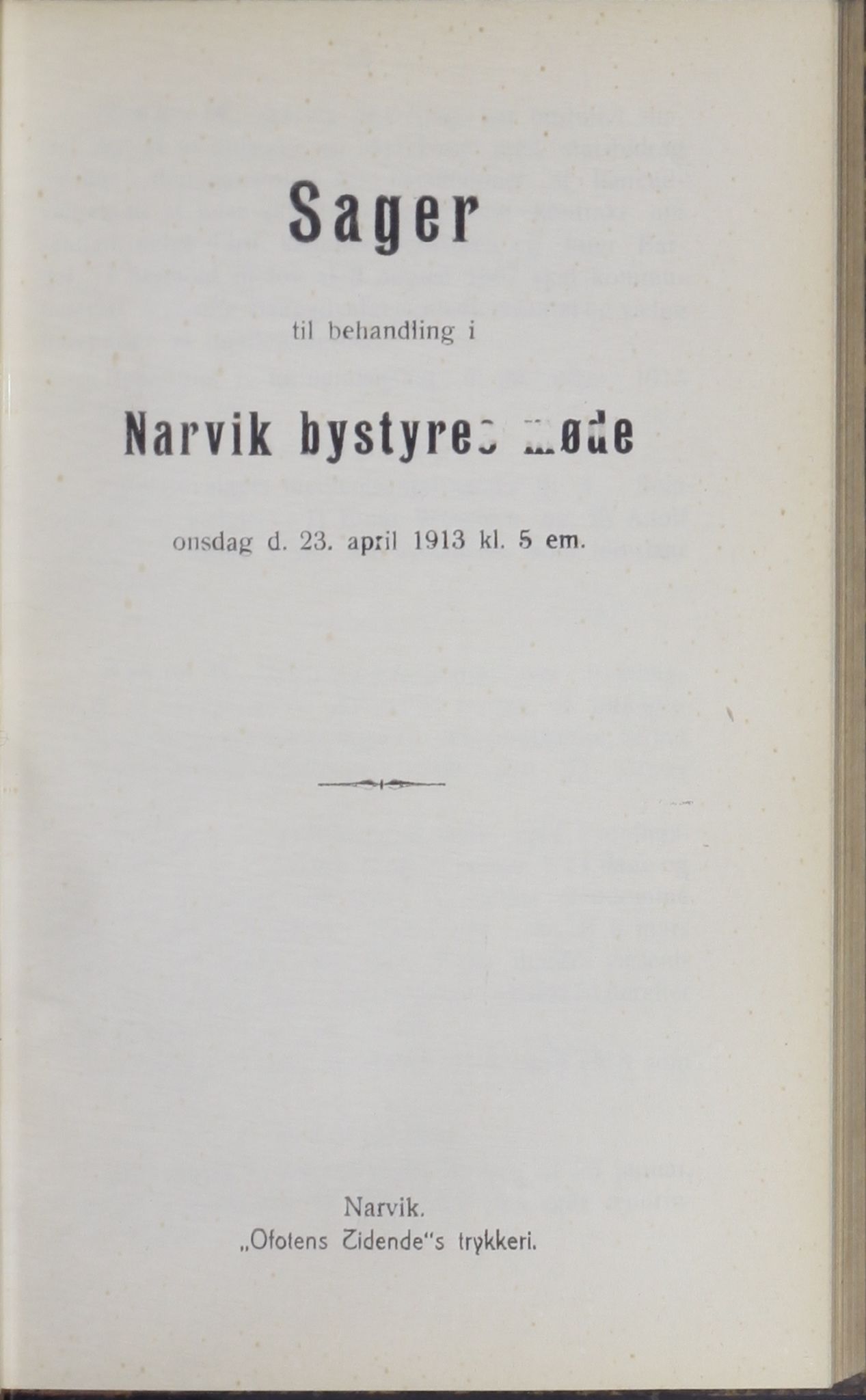 Narvik kommune. Formannskap , AIN/K-18050.150/A/Ab/L0003: Møtebok, 1913