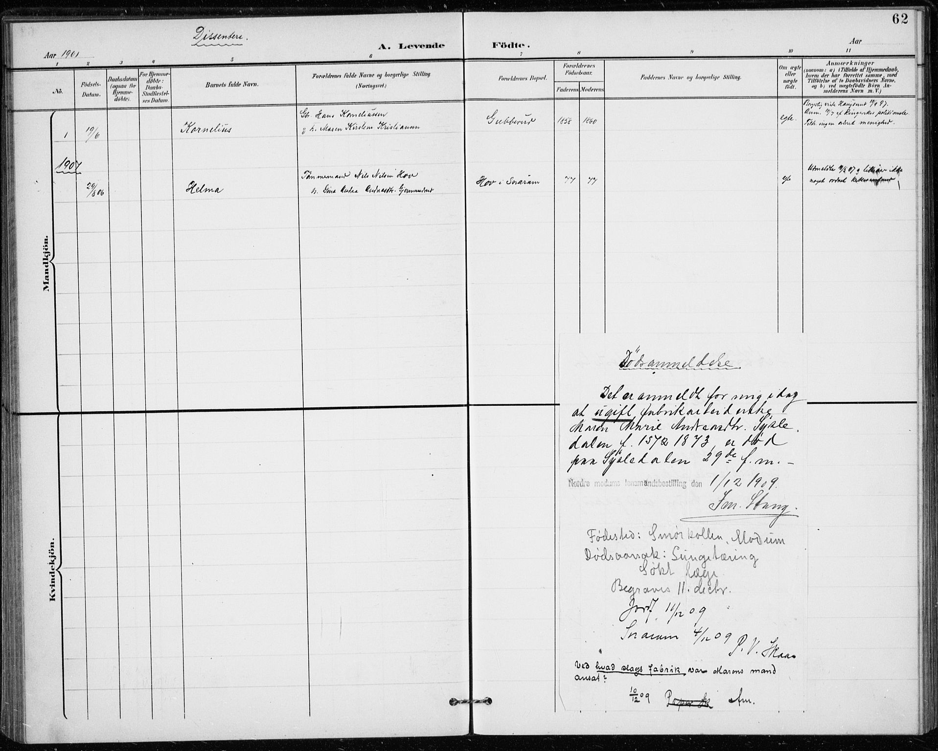 Modum kirkebøker, AV/SAKO-A-234/F/Fa/L0020: Ministerialbok nr. 20, 1900-1917, s. 62