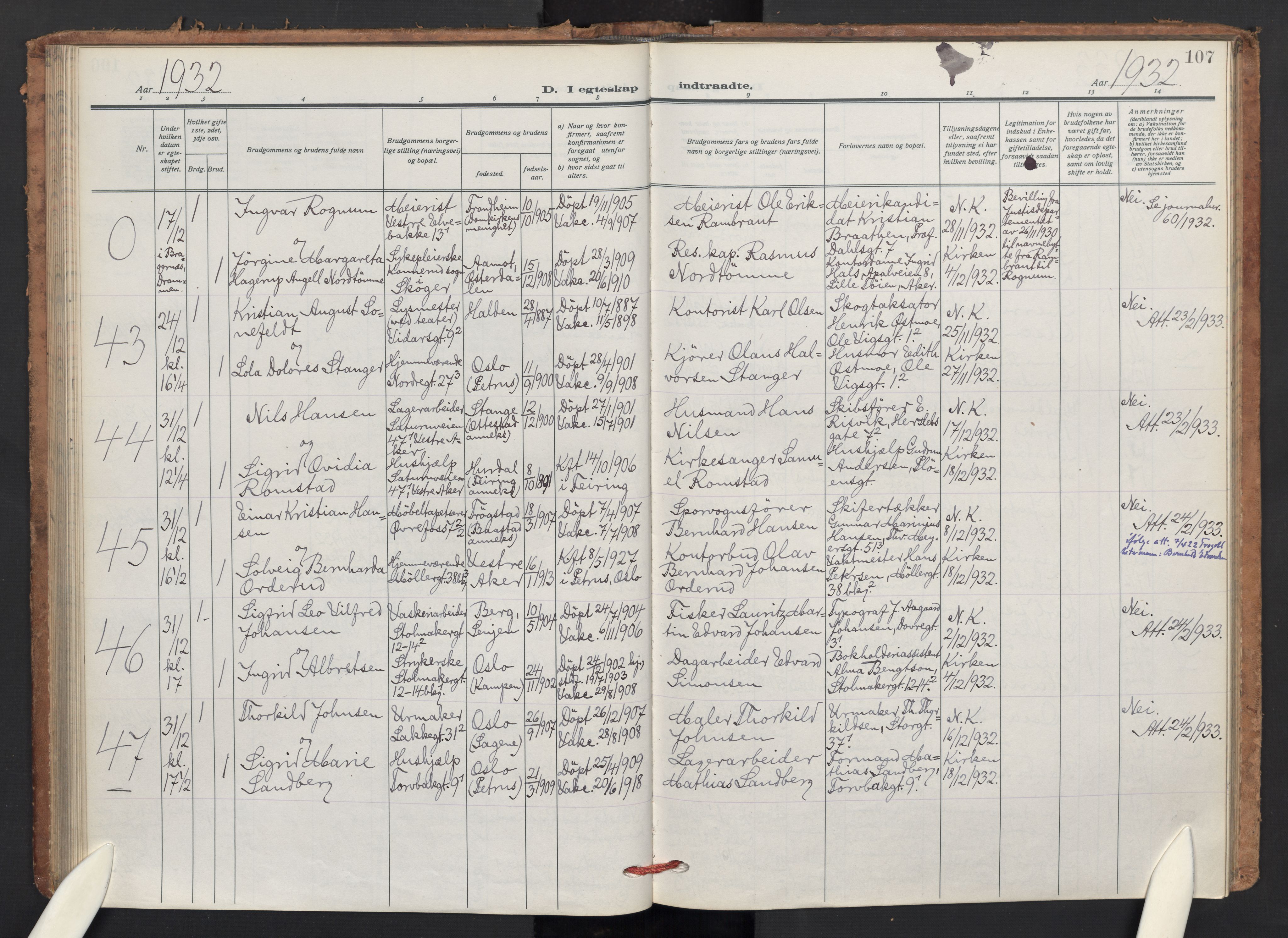 Jakob prestekontor Kirkebøker, AV/SAO-A-10850/F/Fa/L0018: Ministerialbok nr. 18, 1923-1936, s. 107