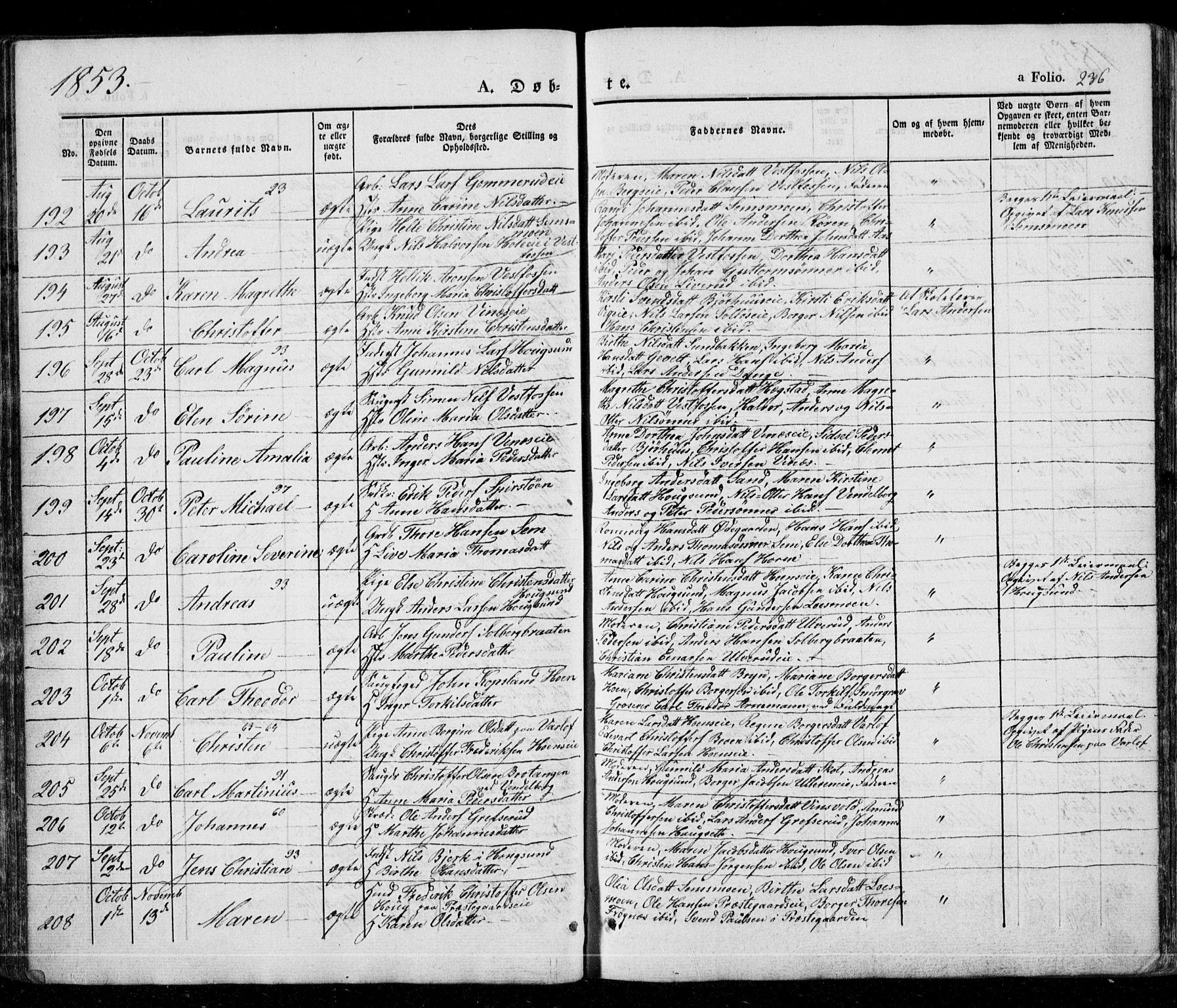 Eiker kirkebøker, AV/SAKO-A-4/G/Ga/L0002: Klokkerbok nr. I 2, 1832-1856, s. 236