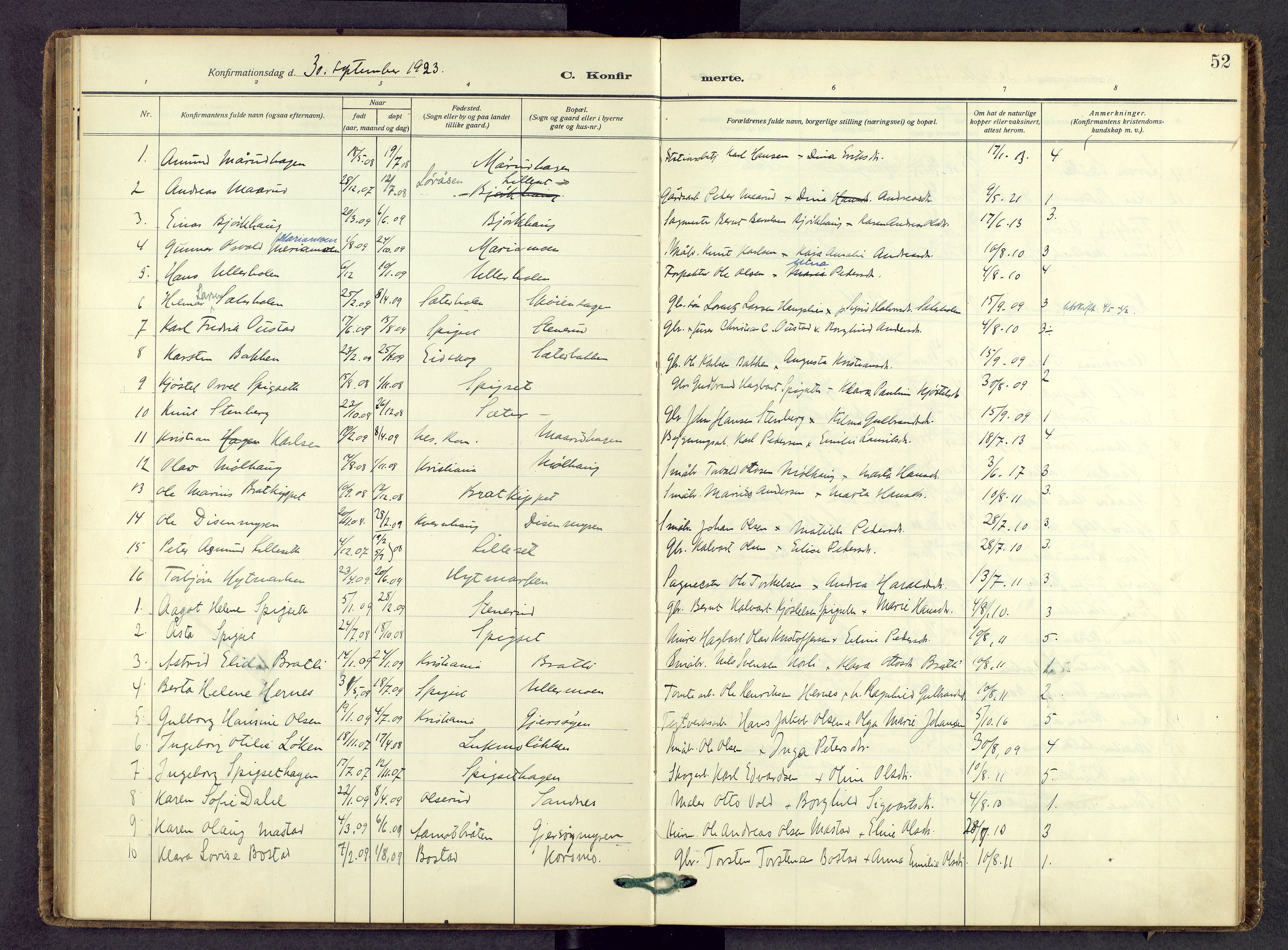Sør-Odal prestekontor, AV/SAH-PREST-030/H/Ha/Haa/L0012: Ministerialbok nr. 12, 1923-1936, s. 52