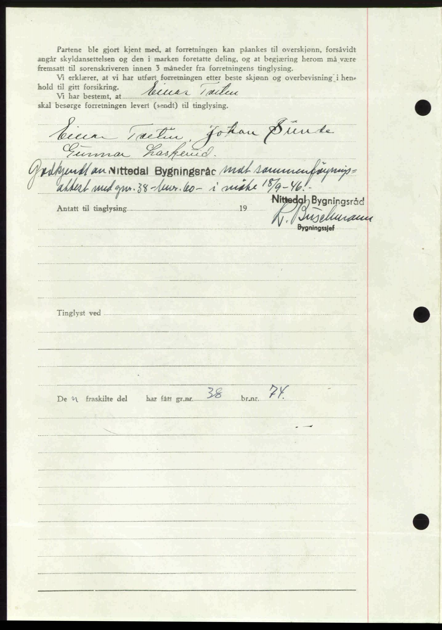 Nedre Romerike sorenskriveri, AV/SAO-A-10469/G/Gb/Gbd/L0017: Pantebok nr. 17, 1946-1946, Dagboknr: 3697/1946