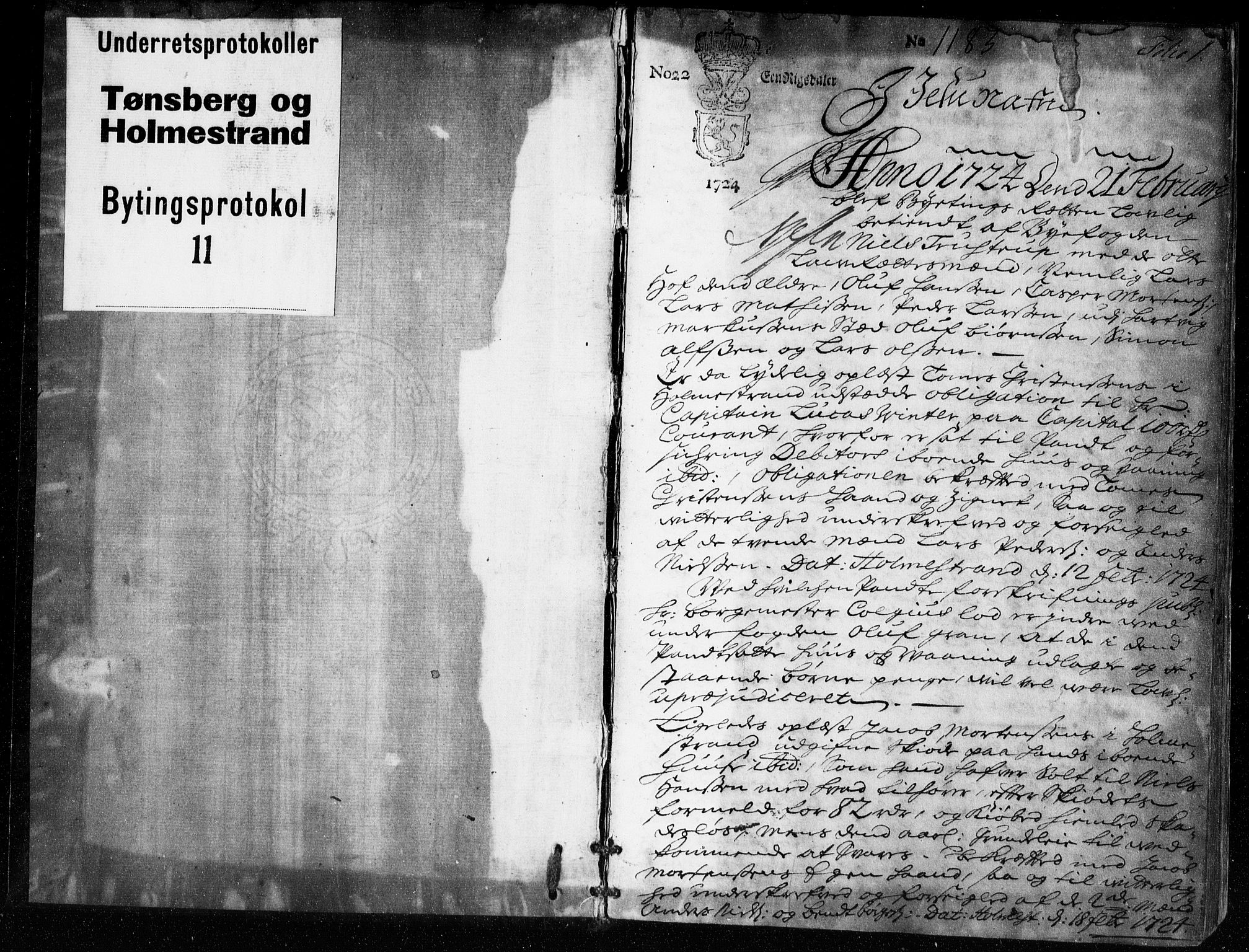 Tønsberg byfogd, AV/SAKO-A-224/F/Fa/L0011: Tingbok, 1724-1727, s. 1