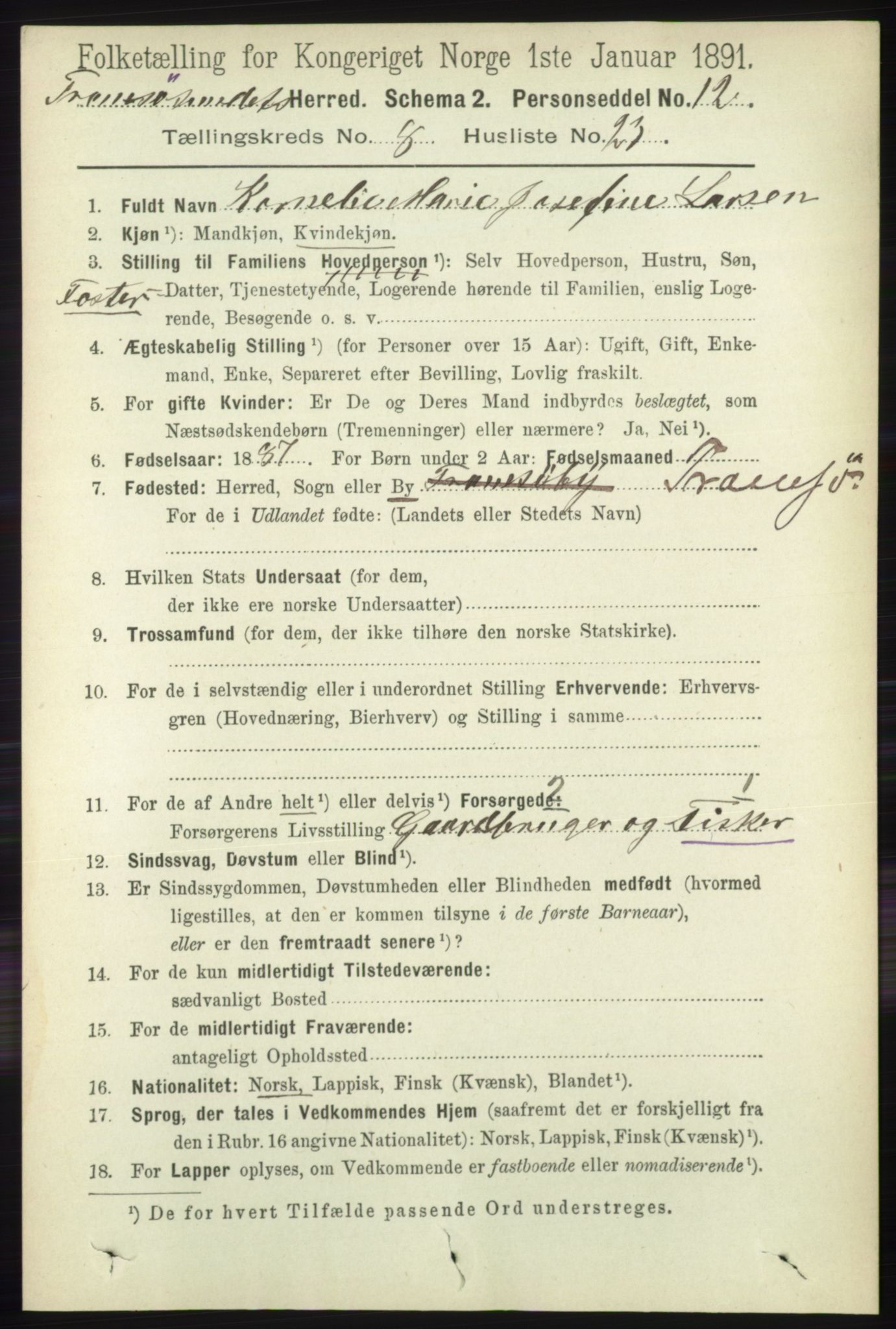 RA, Folketelling 1891 for 1934 Tromsøysund herred, 1891, s. 4614