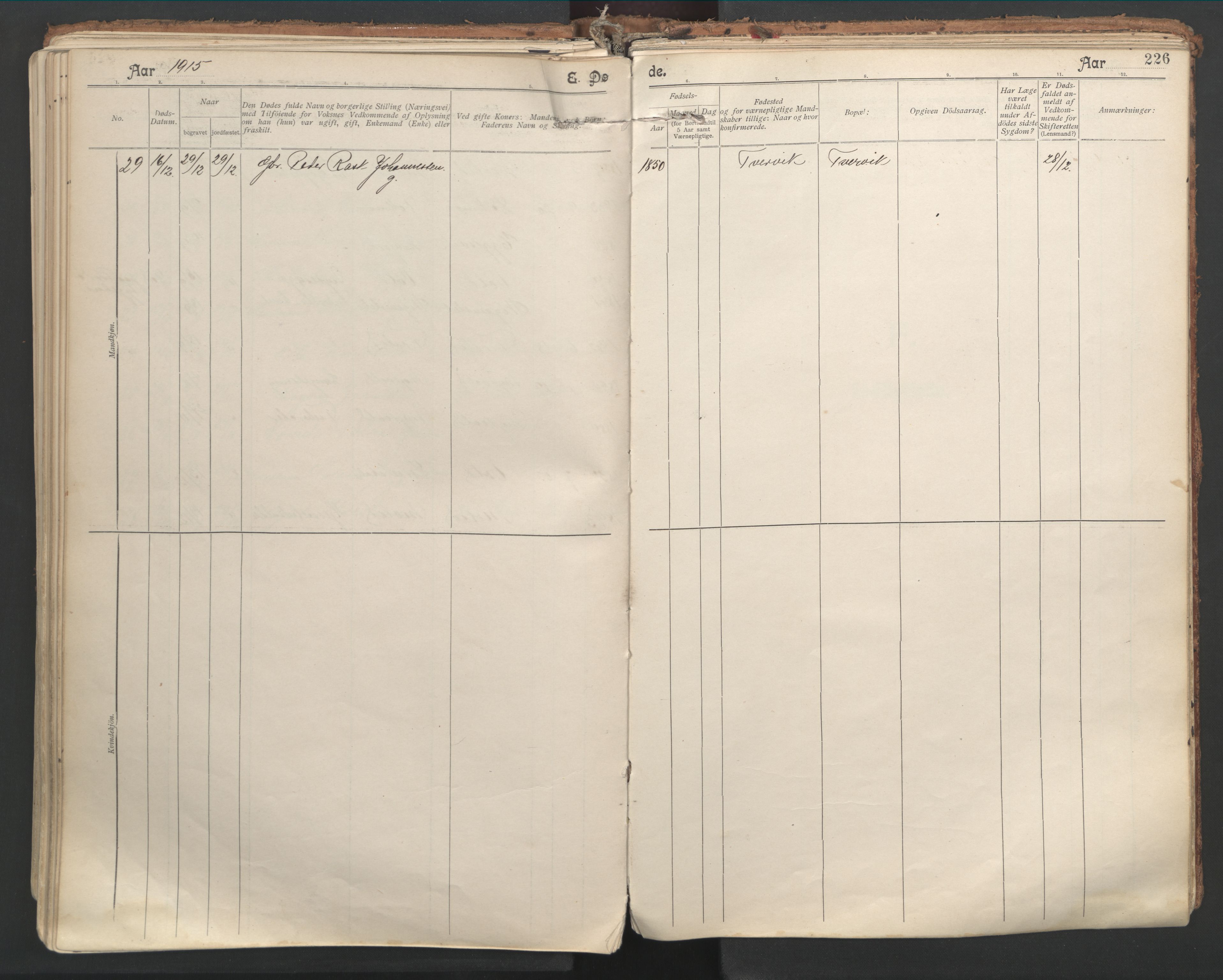 Ministerialprotokoller, klokkerbøker og fødselsregistre - Nordland, SAT/A-1459/846/L0647: Ministerialbok nr. 846A05, 1902-1915, s. 226