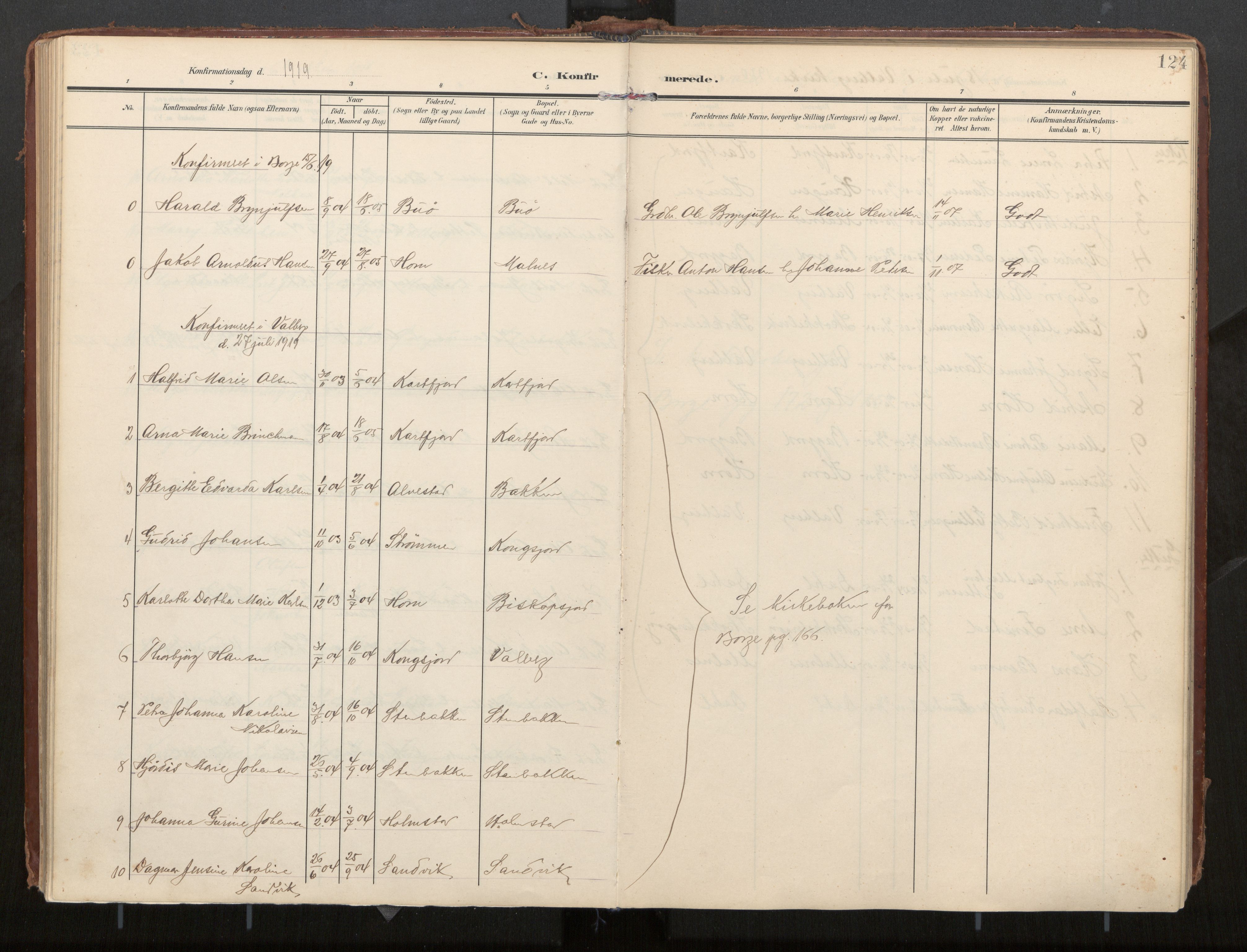 Ministerialprotokoller, klokkerbøker og fødselsregistre - Nordland, AV/SAT-A-1459/884/L1194: Ministerialbok nr. 884A02, 1906-1937, s. 124