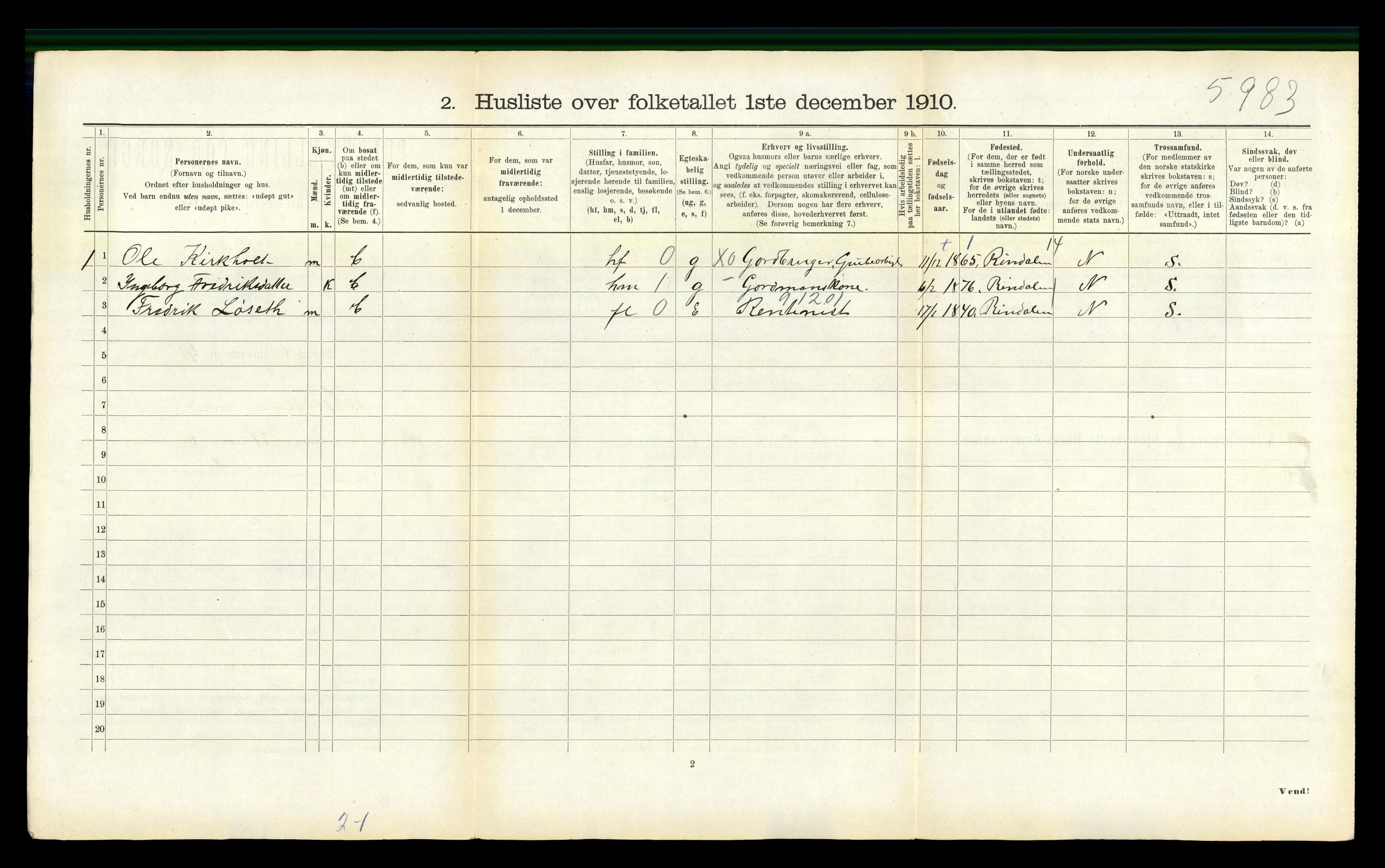 RA, Folketelling 1910 for 1636 Meldal herred, 1910, s. 1090