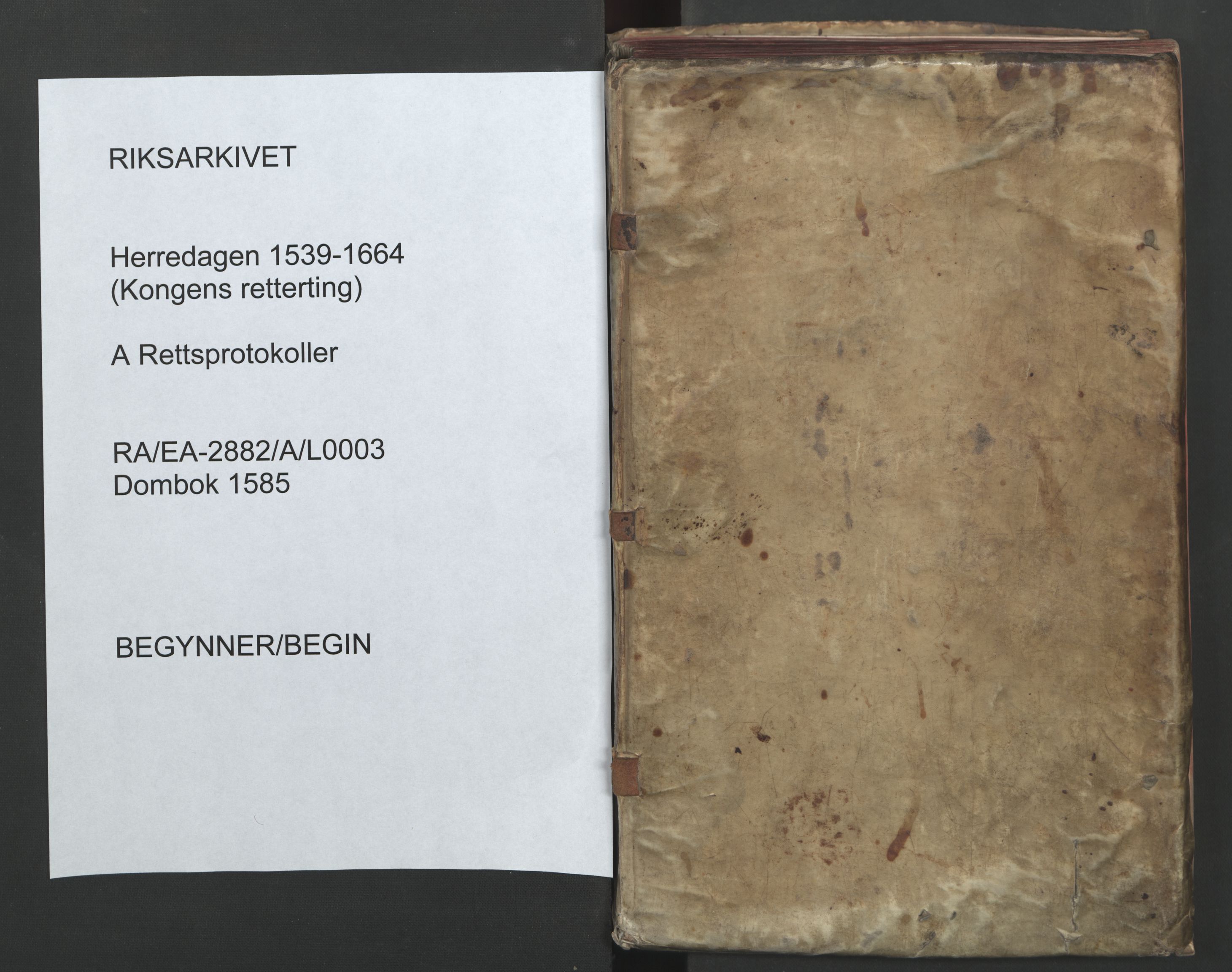 Herredagen 1539-1664  (Kongens Retterting), AV/RA-EA-2882/A/L0003: Dombok, 1585