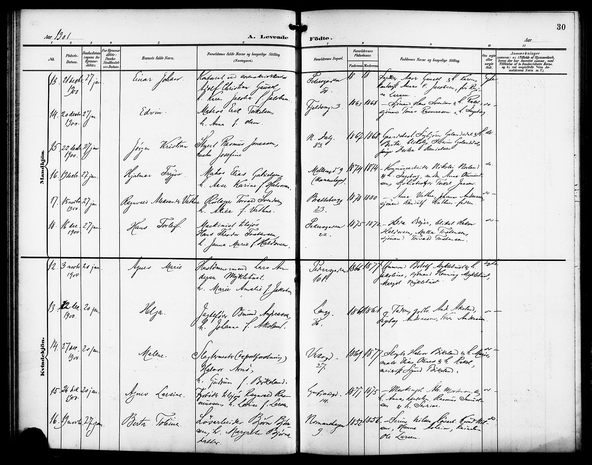 St. Johannes sokneprestkontor, AV/SAST-A-101814/001/30/30BB/L0004: Klokkerbok nr. B 4, 1900-1907, s. 30