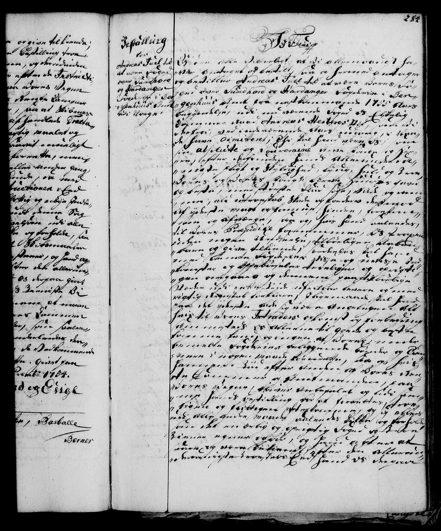 Rentekammeret, Kammerkanselliet, RA/EA-3111/G/Gg/Gge/L0003: Norsk bestallingsprotokoll med register (merket RK 53.27), 1745-1761, s. 284