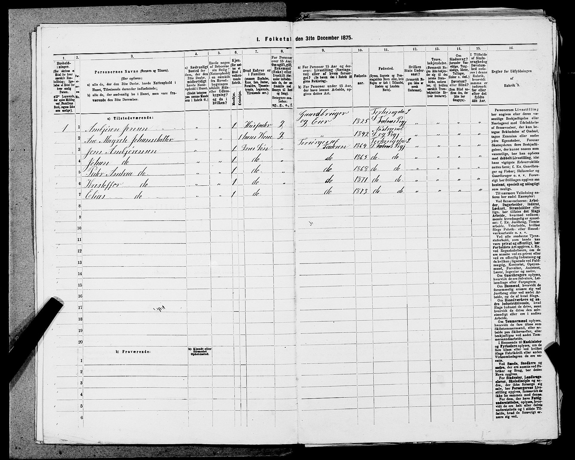 SAST, Folketelling 1875 for 1150L Skudenes prestegjeld, Falnes sokn, Åkra sokn og Ferkingstad sokn, 1875, s. 1148