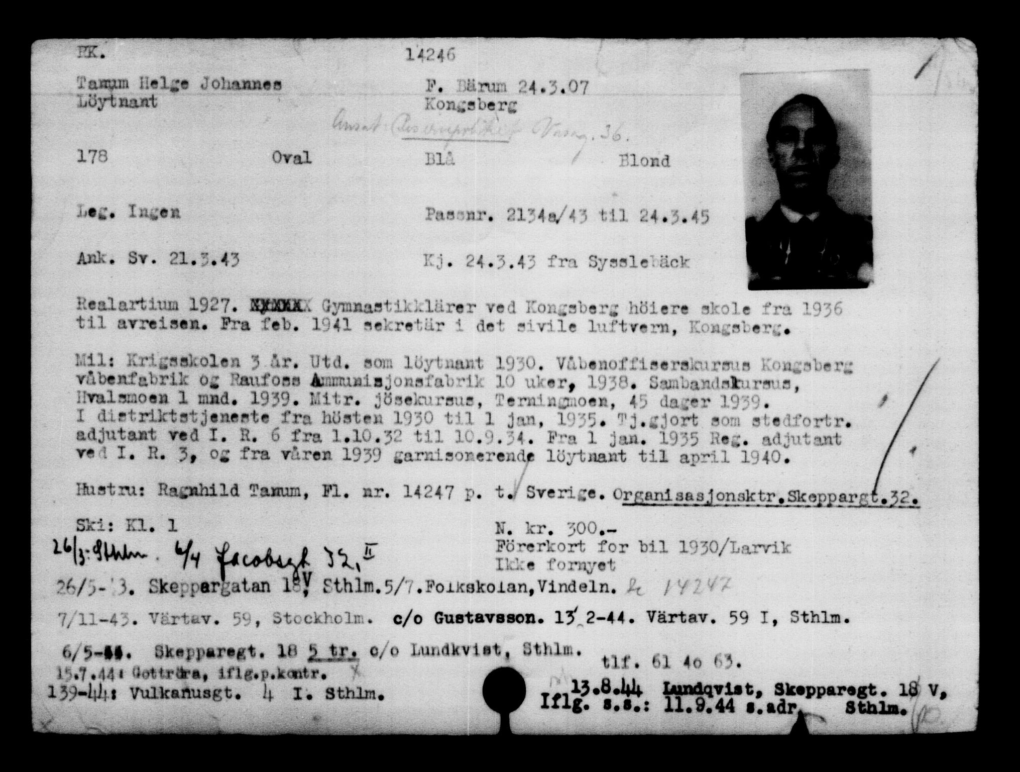 Den Kgl. Norske Legasjons Flyktningskontor, AV/RA-S-6753/V/Va/L0007: Kjesäterkartoteket.  Flyktningenr. 12700-15723, 1940-1945, s. 1785