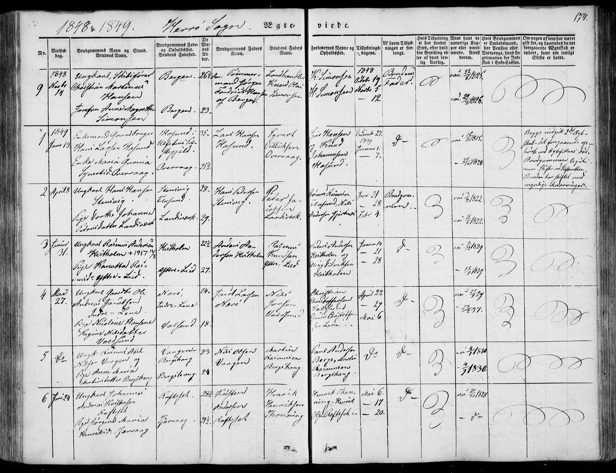 Ministerialprotokoller, klokkerbøker og fødselsregistre - Møre og Romsdal, AV/SAT-A-1454/507/L0070: Ministerialbok nr. 507A05, 1842-1873, s. 174