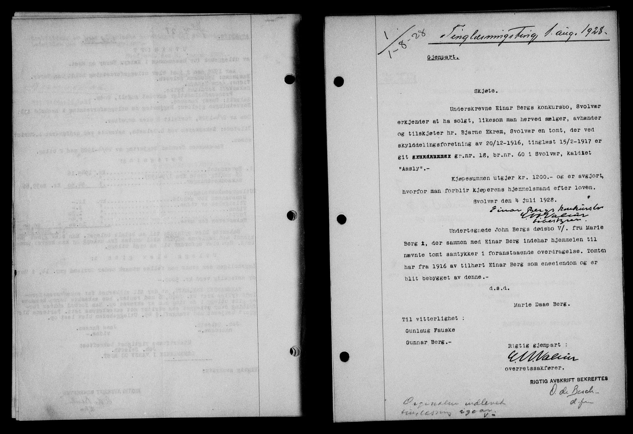 Lofoten sorenskriveri, SAT/A-0017/1/2/2C/L0018b: Pantebok nr. 18b, 1928-1928, Tingl.dato: 01.08.1928